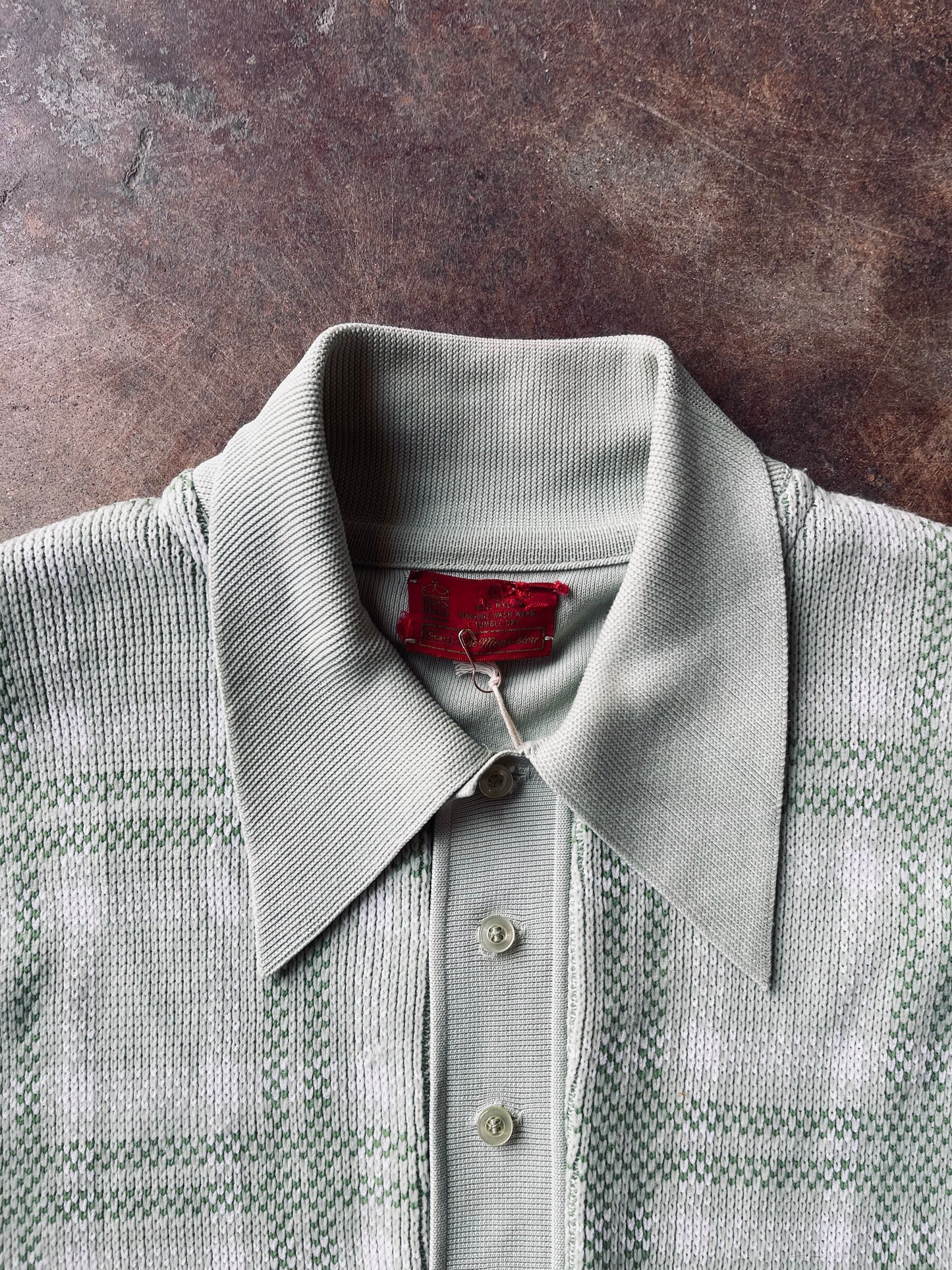 1970’s Kings Road Plaid Knit Polo | Large