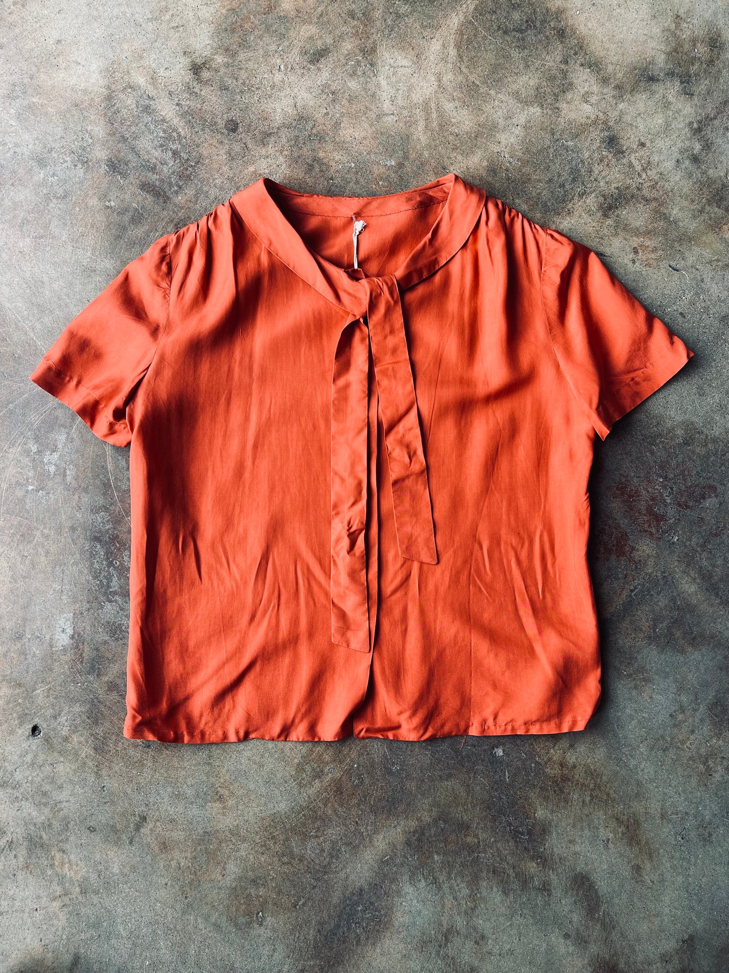 1960’s Silk Bow Tie Blouse | Medium