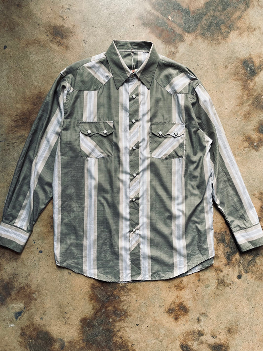 Vintage Striped Diamond Pearl Snap | X-Large