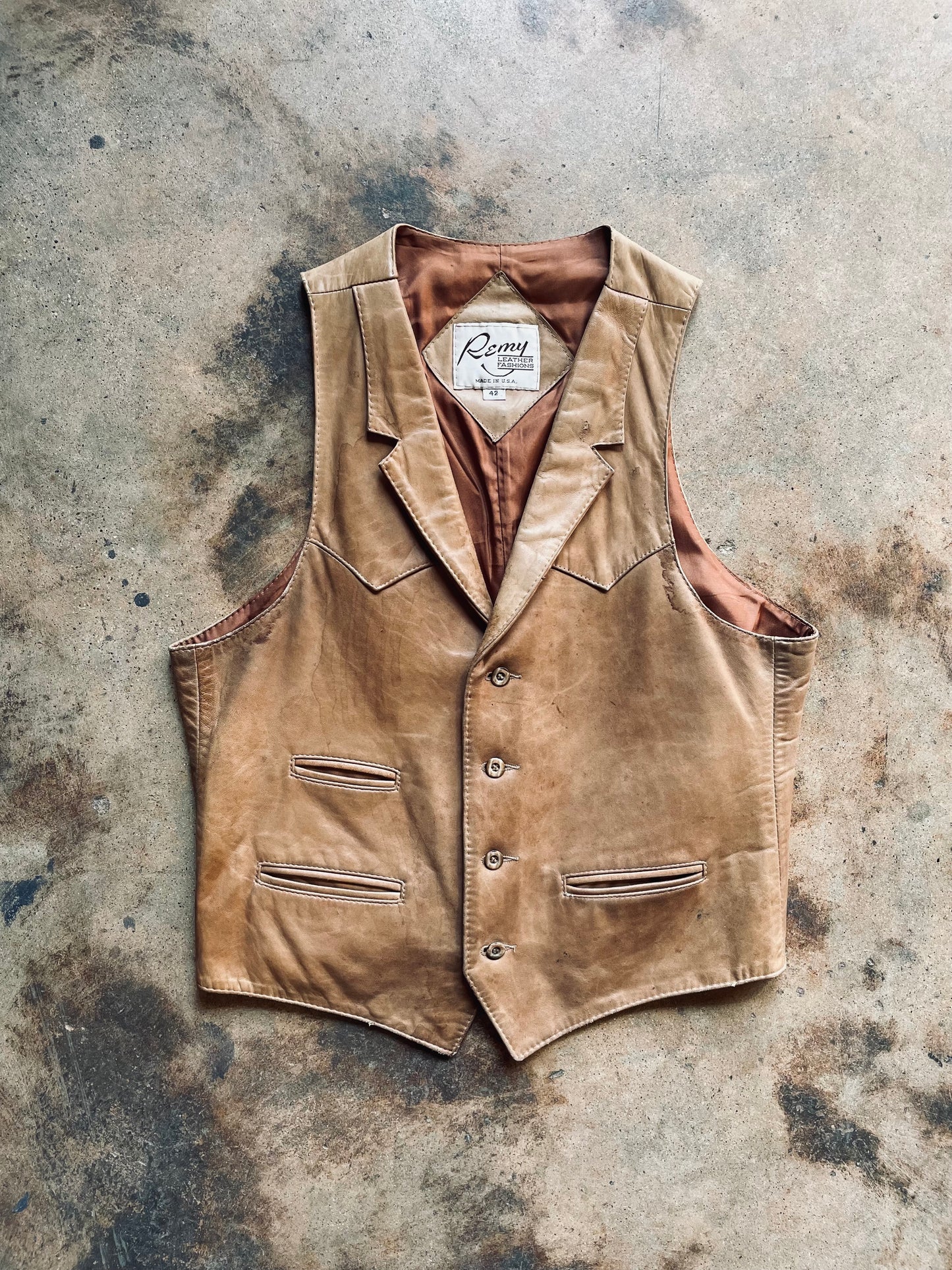 1970’s Remy Leather Vest | 42