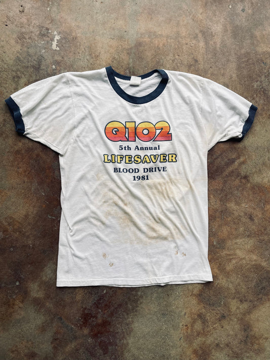 1981 Q102 Blood Drive Ringer Tee | Medium