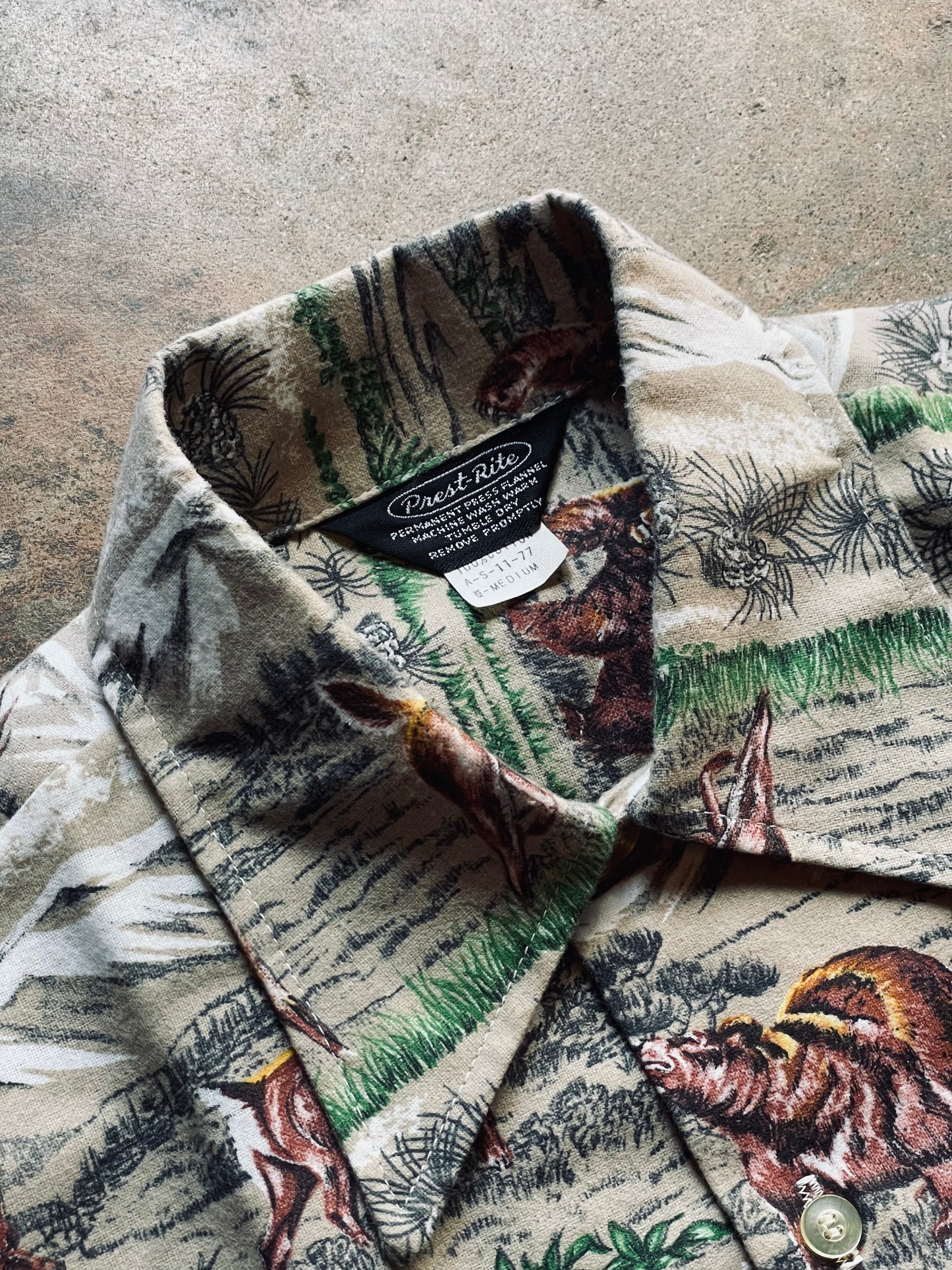 1970’s Prest-Rite Scenic Motif Flannel | Medium