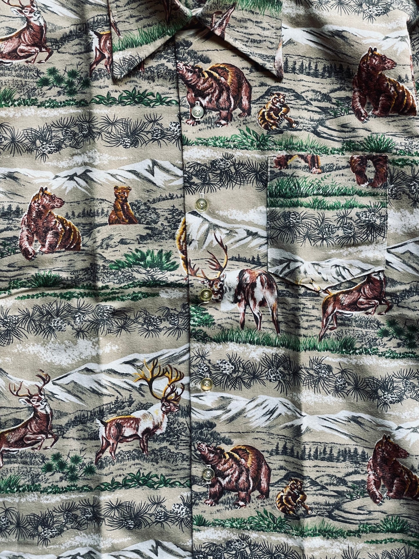 1970’s Prest-Rite Scenic Motif Flannel | Medium