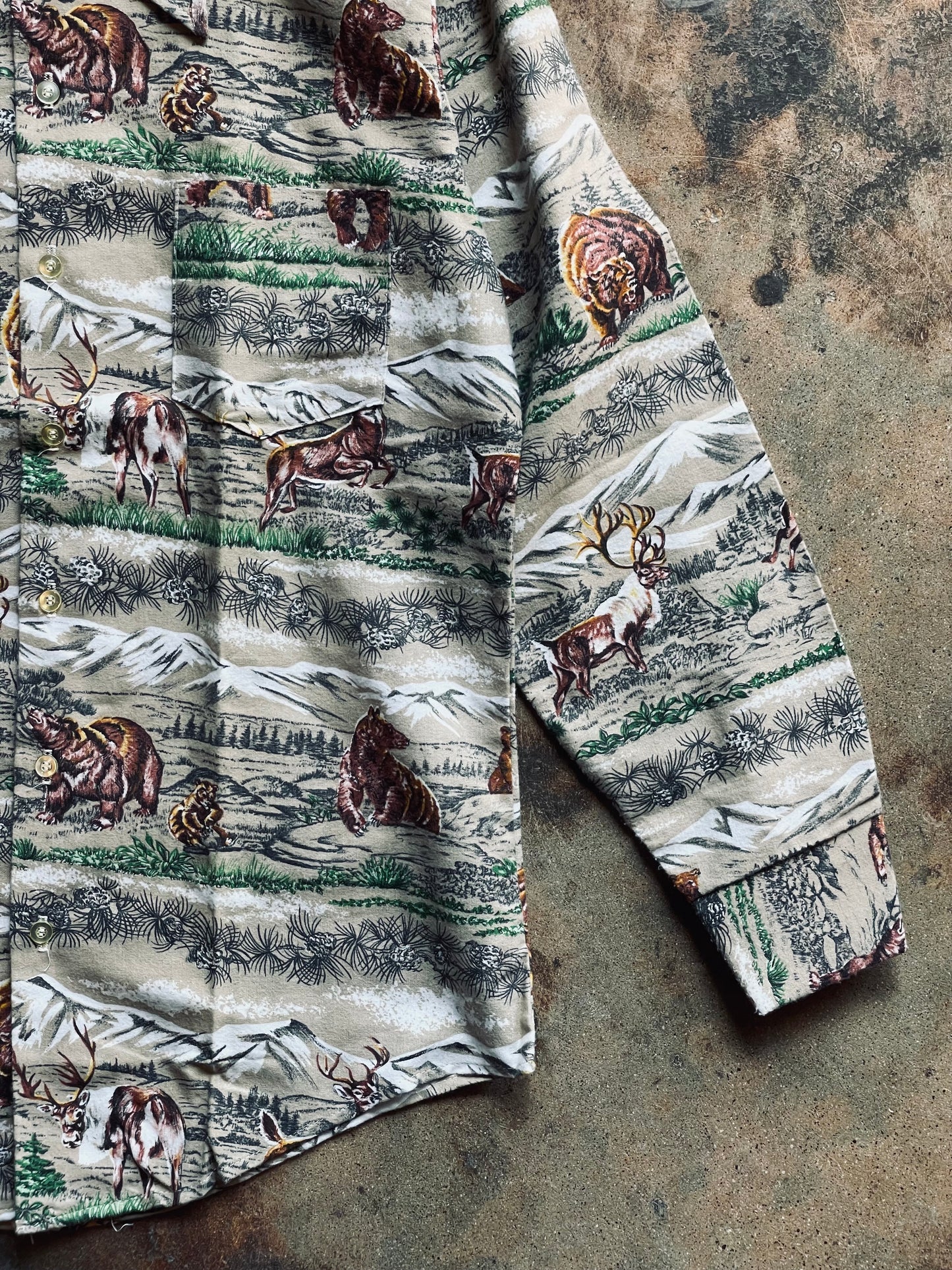 1970’s Prest-Rite Scenic Motif Flannel | Medium