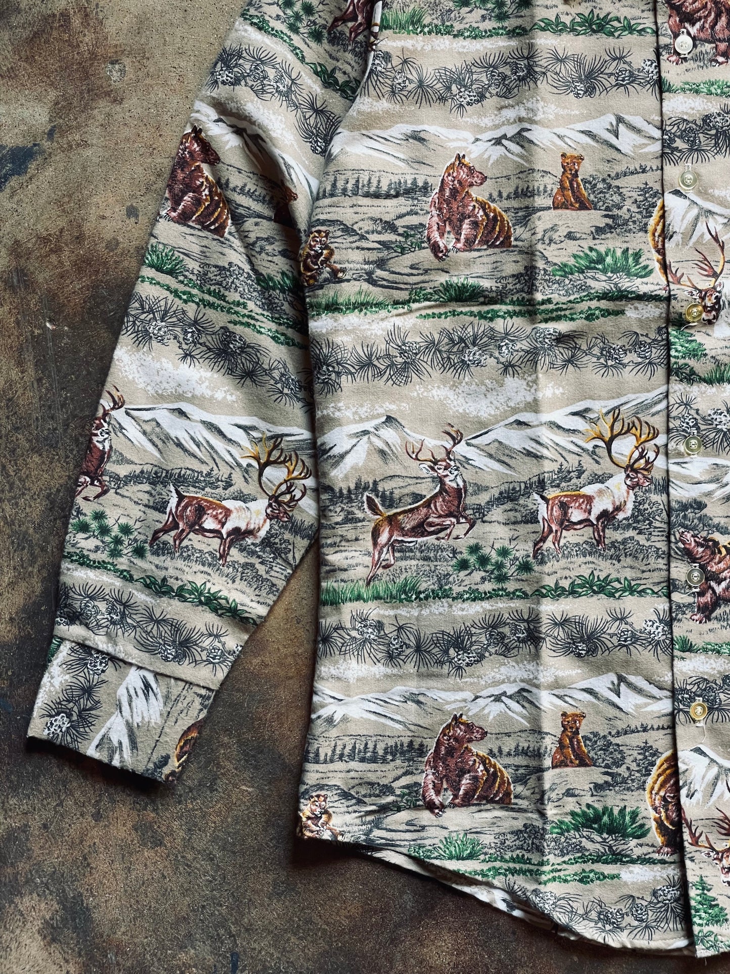 1970’s Prest-Rite Scenic Motif Flannel | Medium