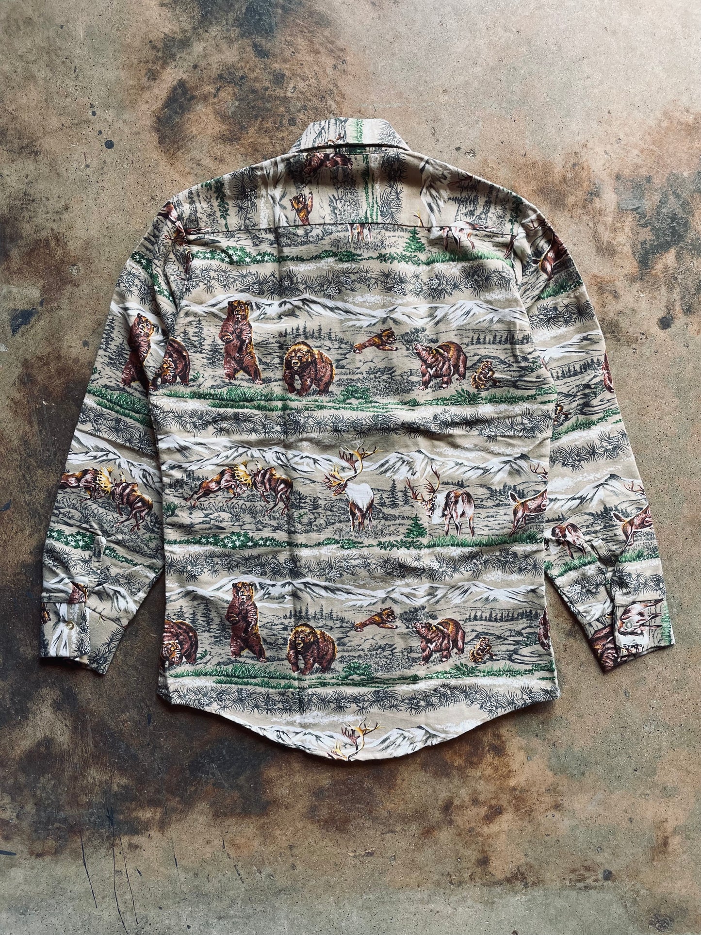 1970’s Prest-Rite Scenic Motif Flannel | Medium