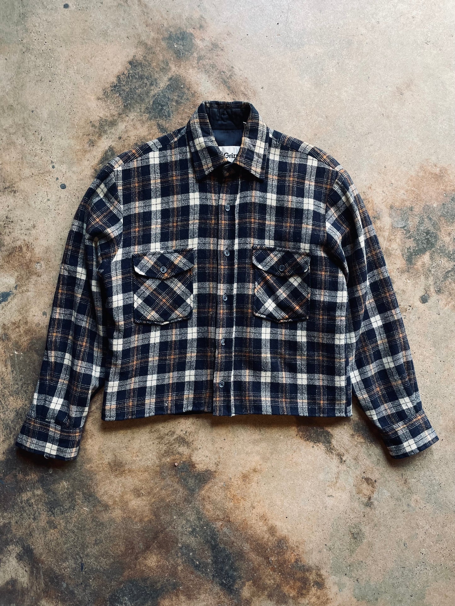 Vintage Grizzly Lined + Cropped Flannel | Small