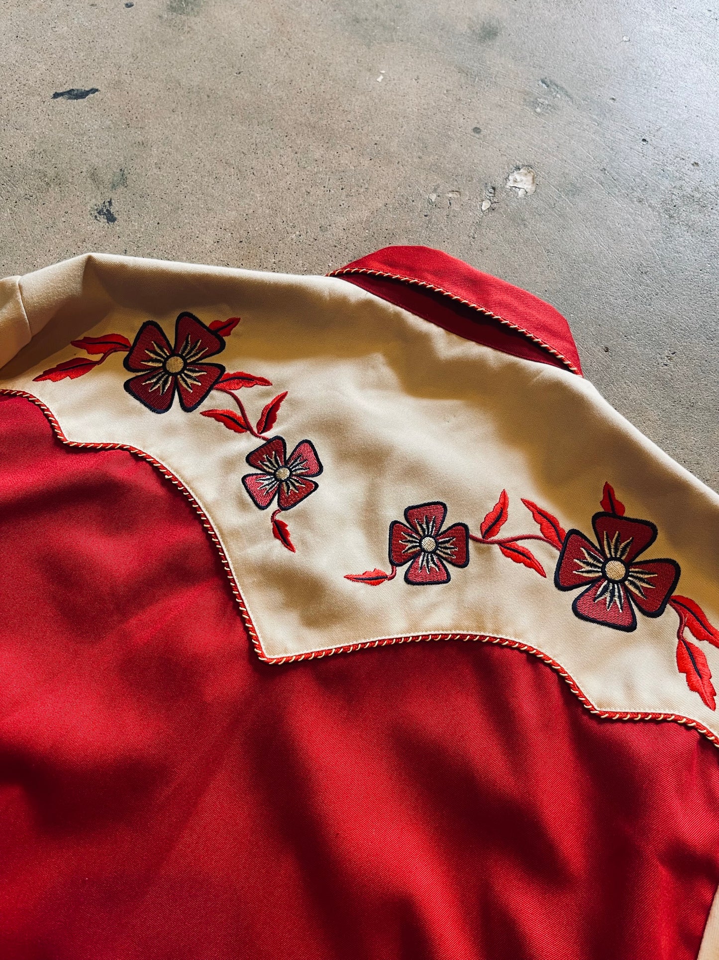 Vintage H Bar C Embroidered Western Pearl Snap | Large