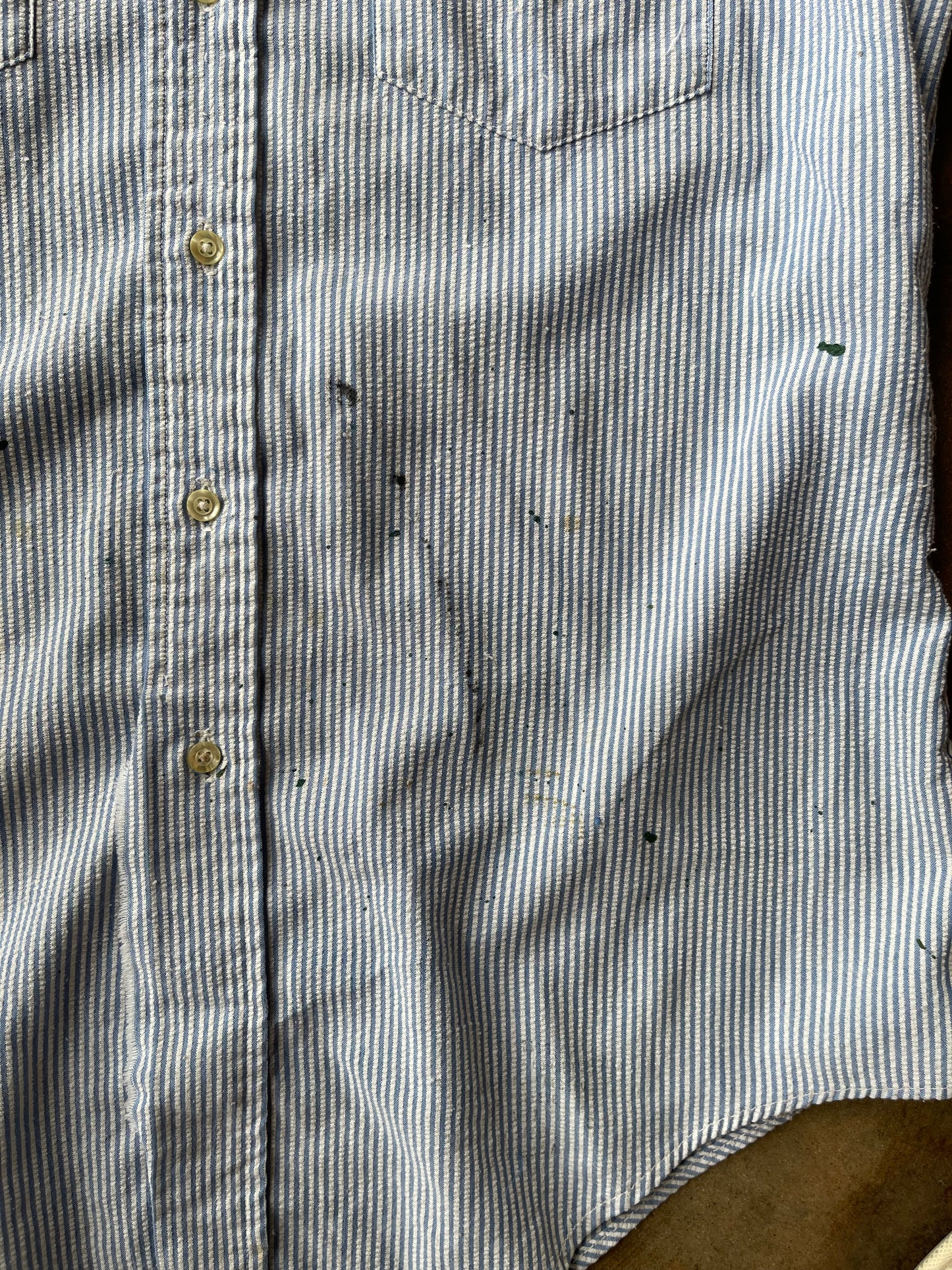 1970’S Culwell & Son Seersucker Painted Shirt | Large