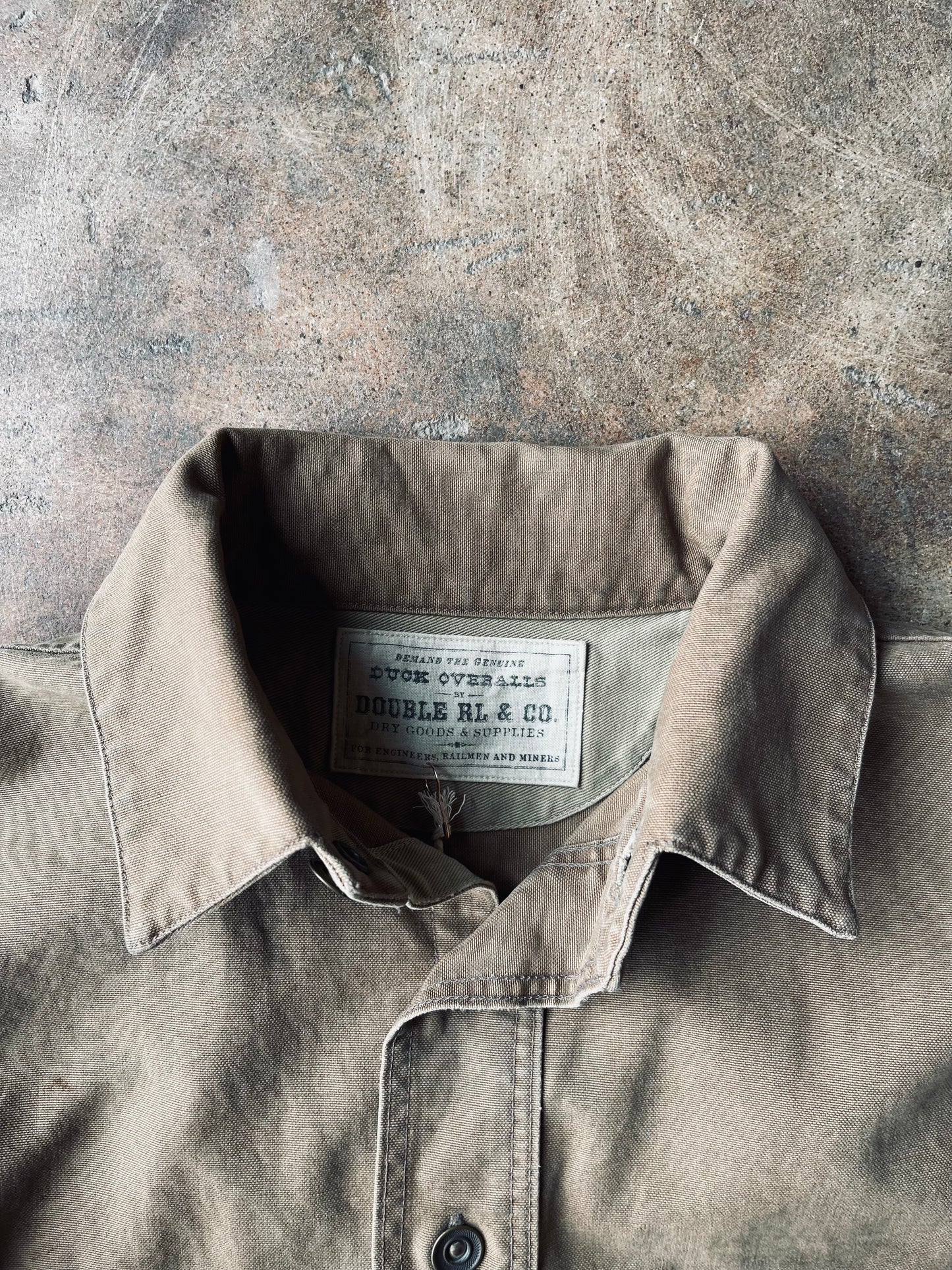 RRL Duck Overalls Canvas Pullover Shirt | Small