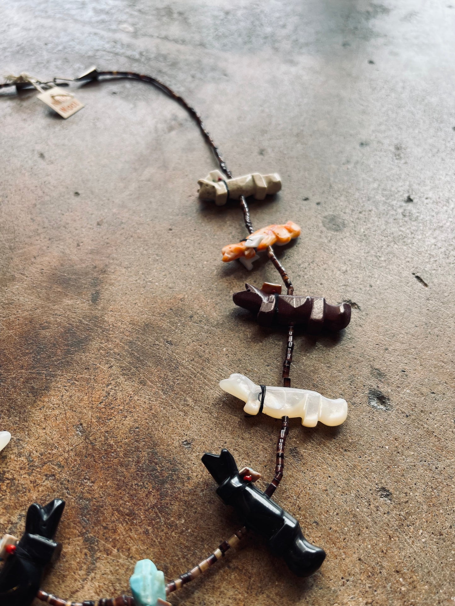 Vintage Navajo Wolf Fetish Necklace