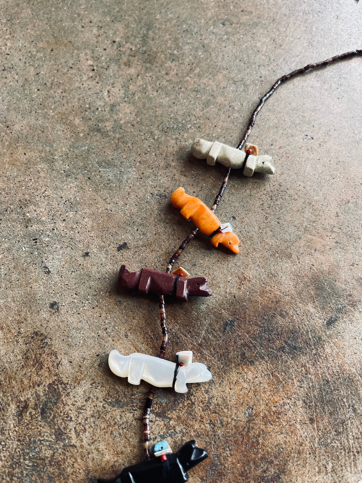 Vintage Navajo Wolf Fetish Necklace