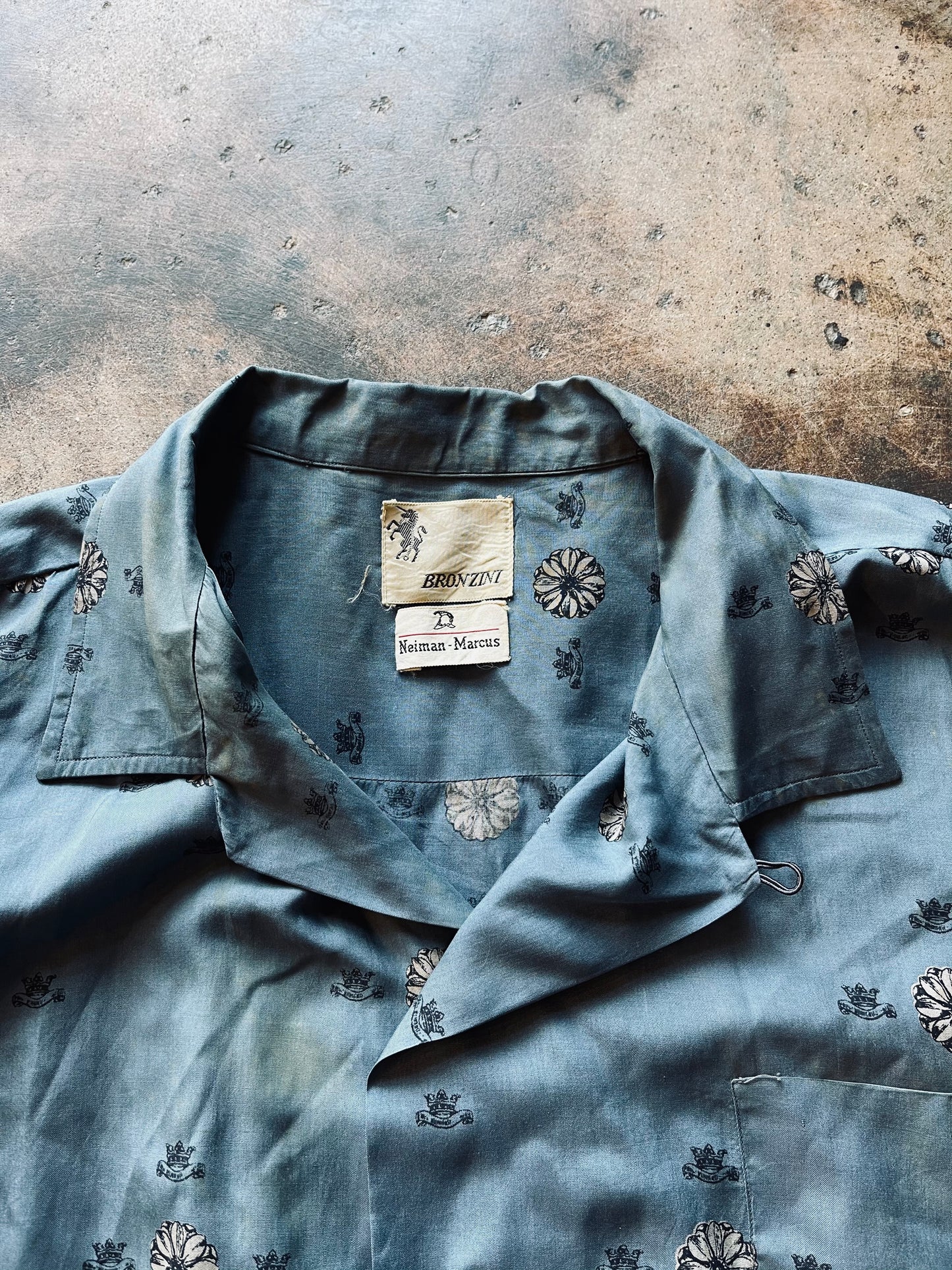 1950’s Bronzini Printed Loop Collar Shirt