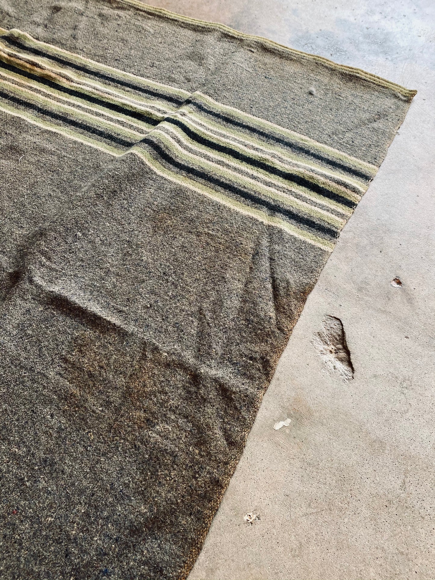 Early 1900’s Thrashed Striped Blanket