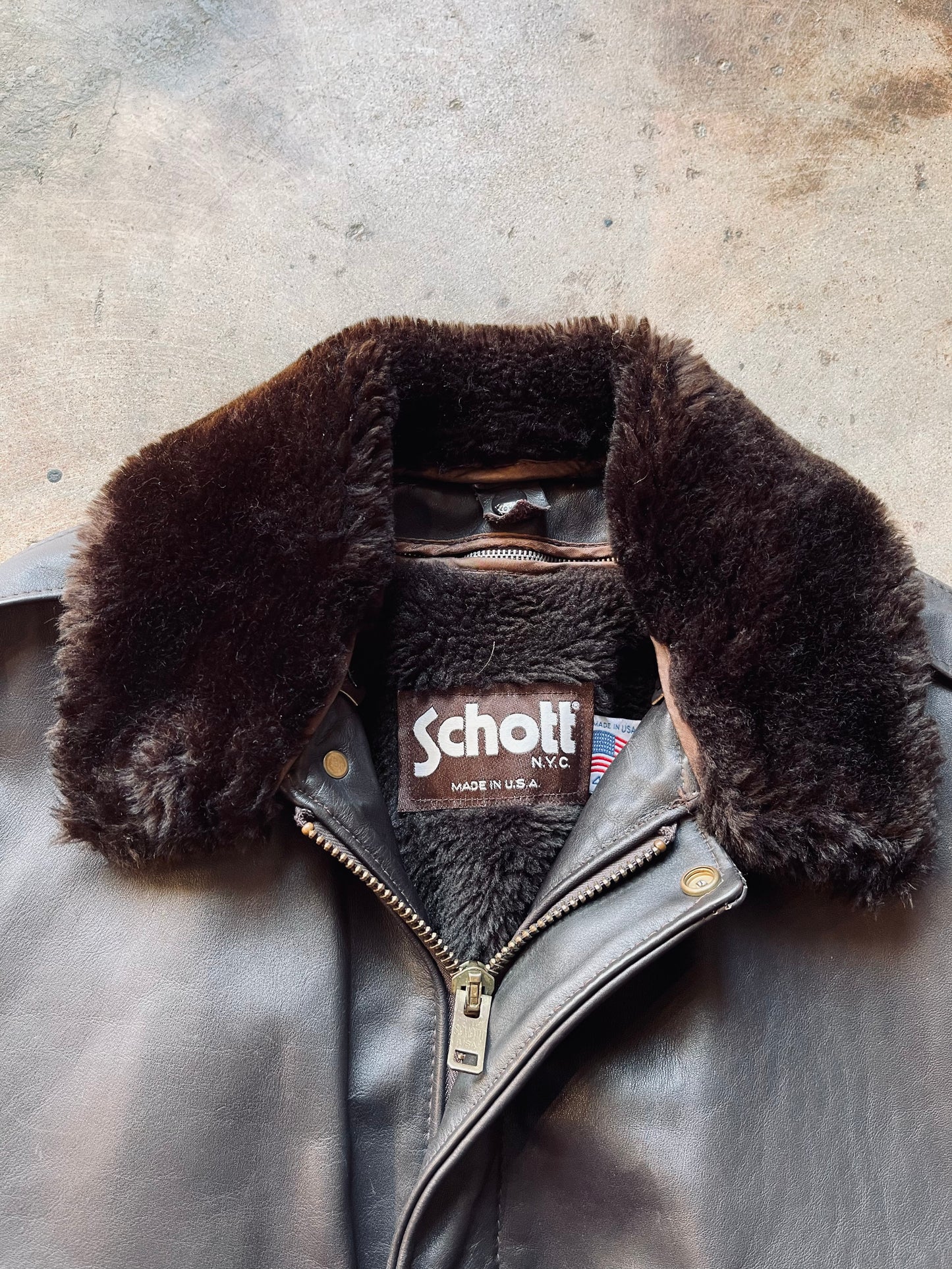 Vintage Schott NYC A-2 Naked Cowhide Flight Jacket | 44