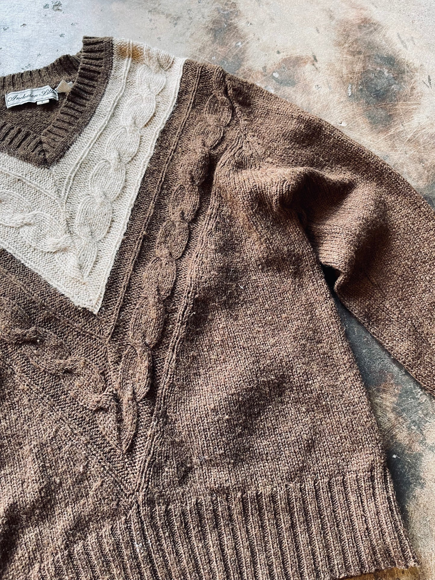 1980’s Anderson-Little V-Neck Cable Knit Sweater