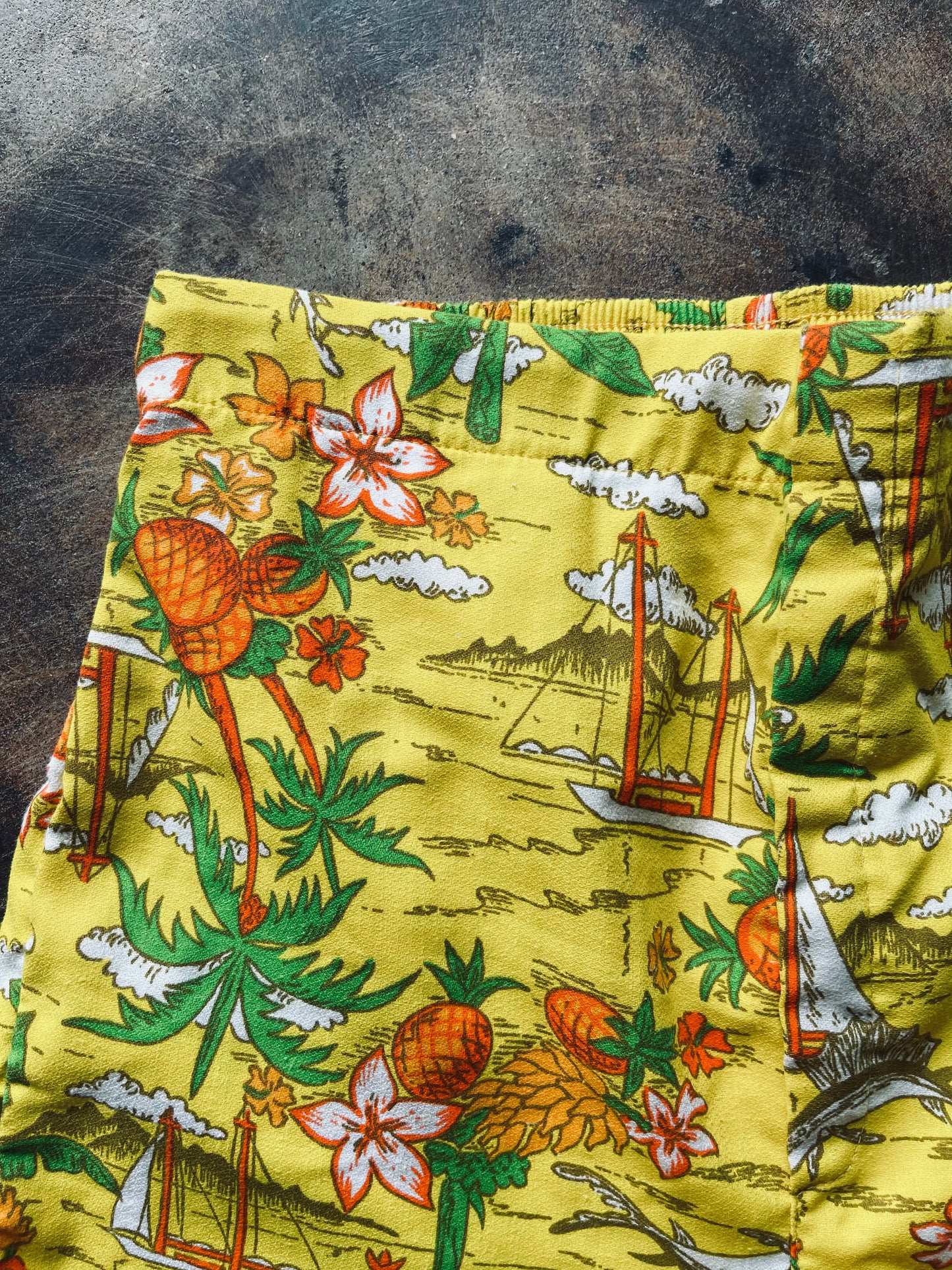 1960s Rob Roy Hawaiian Print Swim Trunks | Small