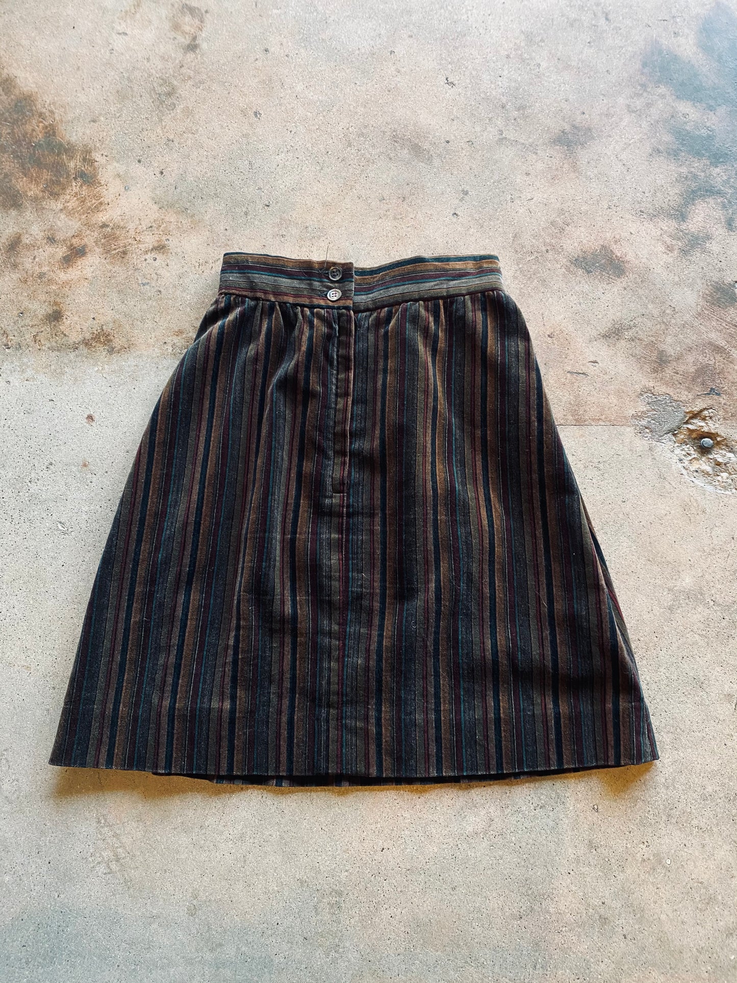 1980s Striped A-Line Skirt