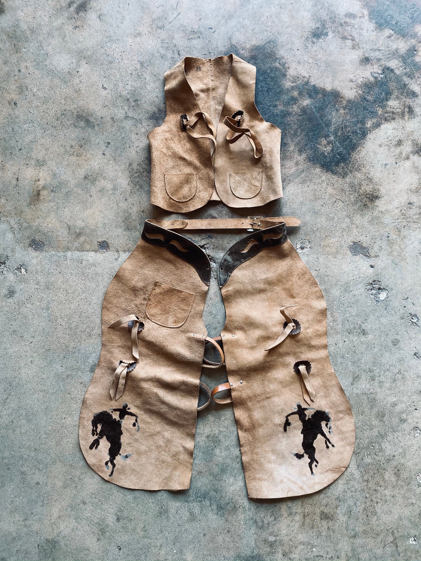 Vintage Kids Leather Cowboy Outfit | Kids 8