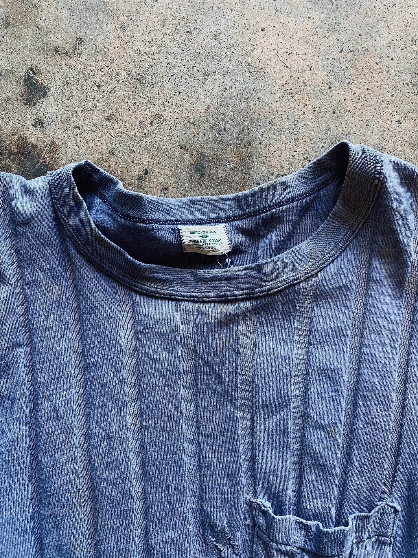 1930s Green Star Wide Ribbed Pocket Tee