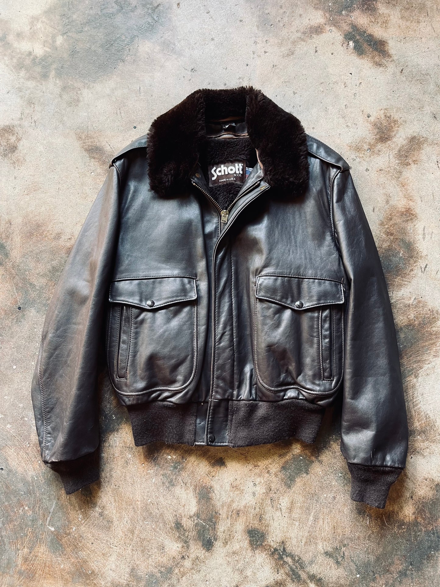 Vintage Schott NYC A-2 Naked Cowhide Flight Jacket | 44