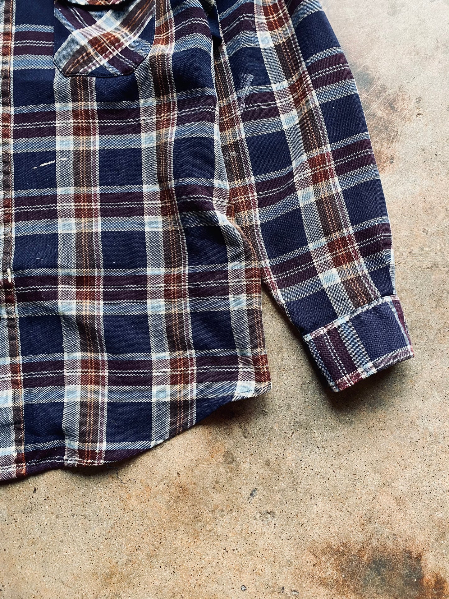1980s Sears Plaid Work Shirt | Large