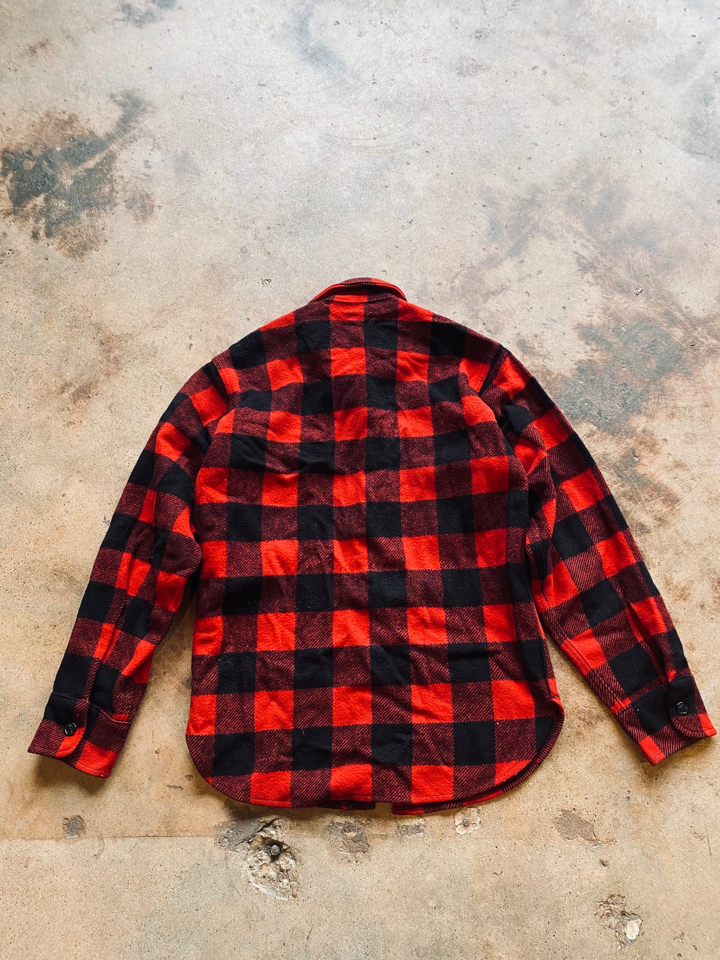 1970s Buffalo Plaid Wool Shirt | Small
