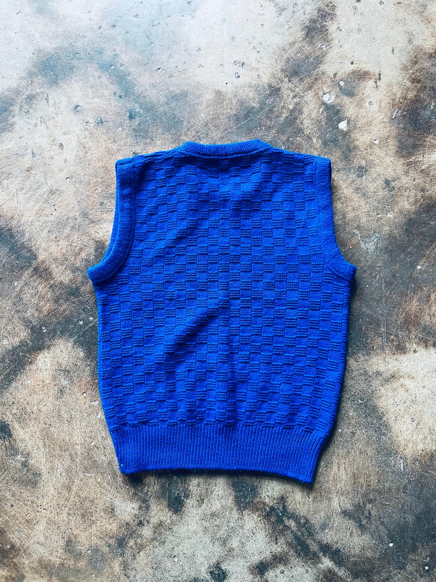Vintage Checkered Knit Vest | Small