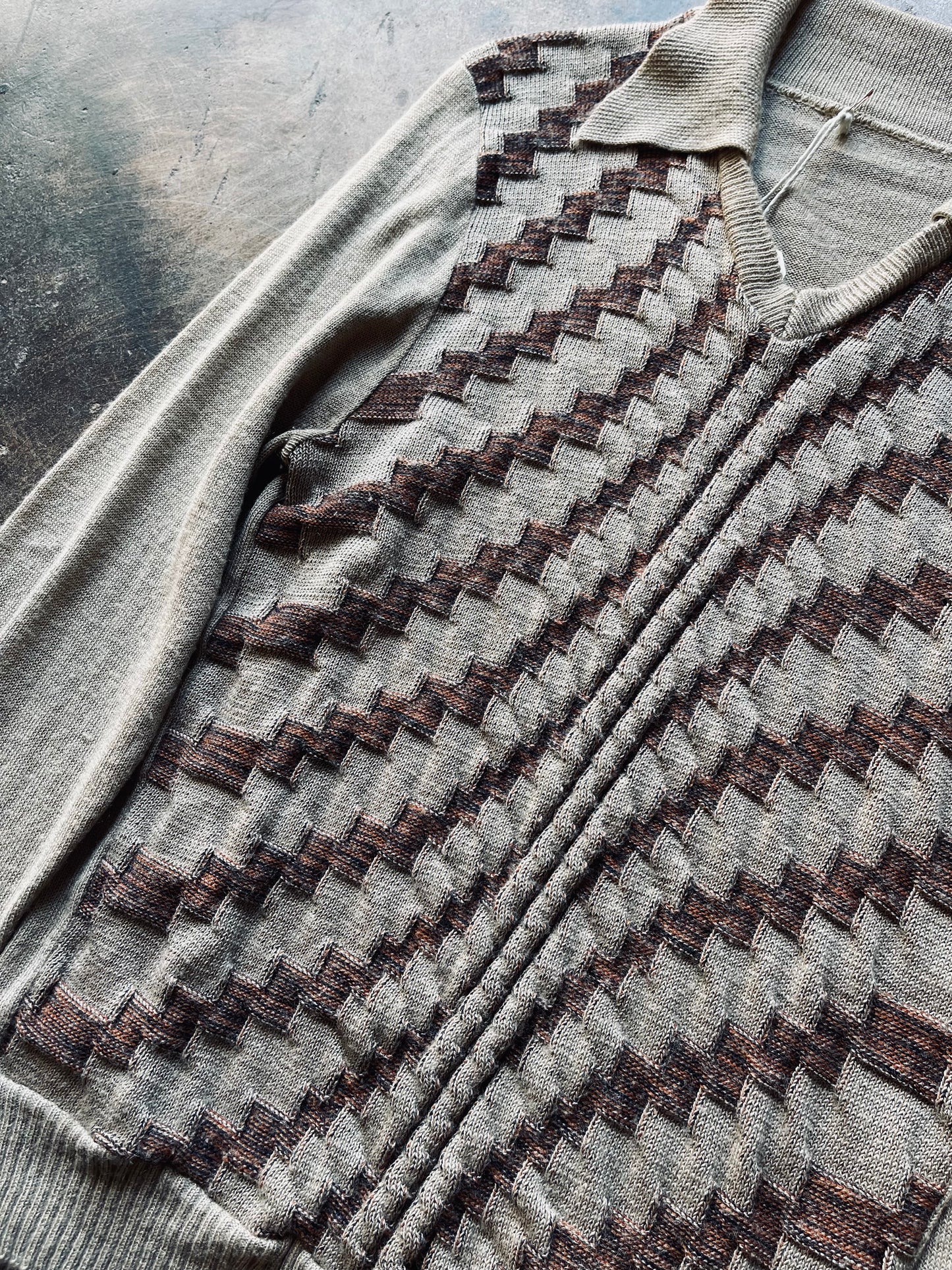 1970’s Geometric Knit Polo Sweater | Small