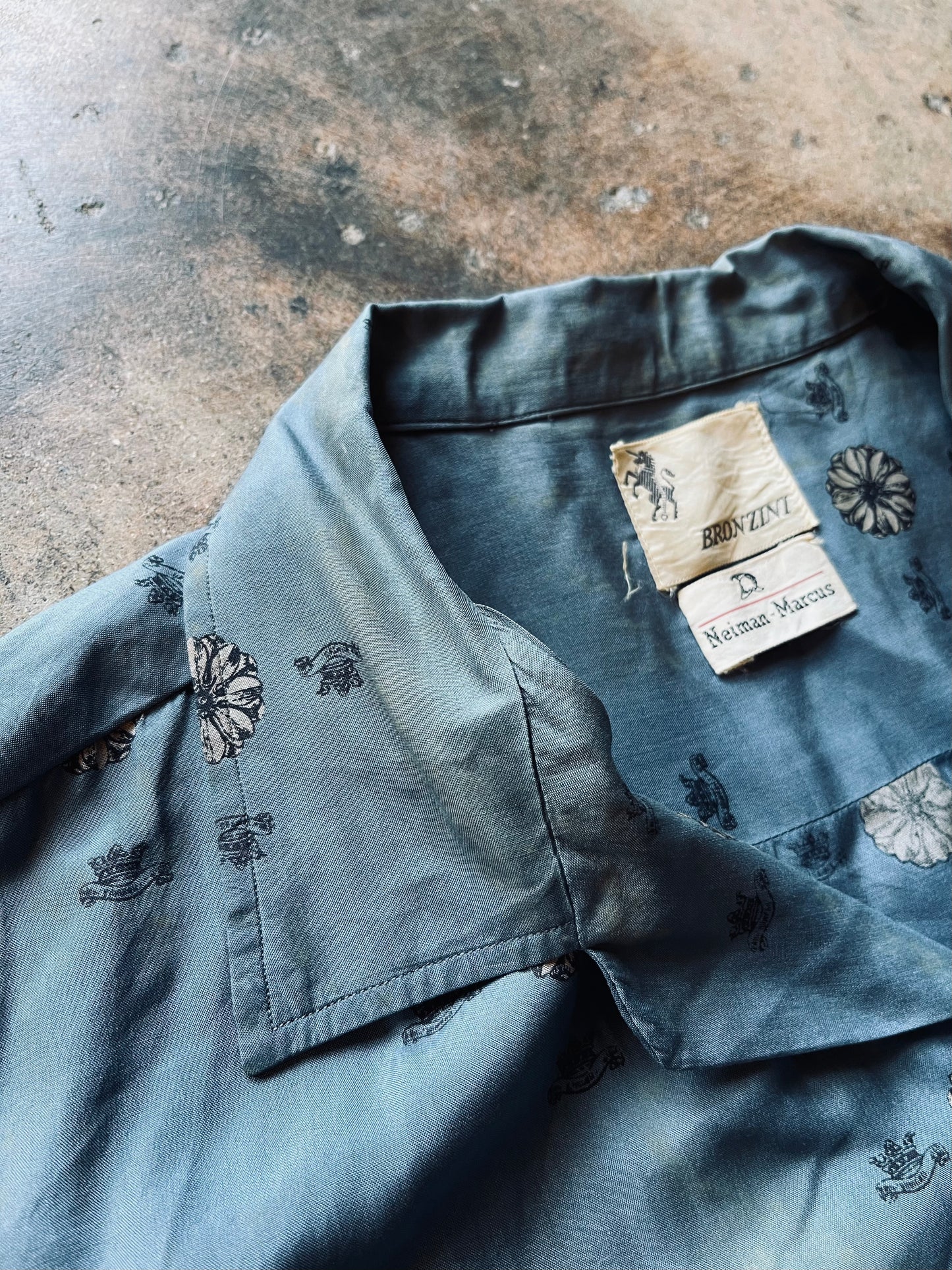 1950’s Bronzini Printed Loop Collar Shirt