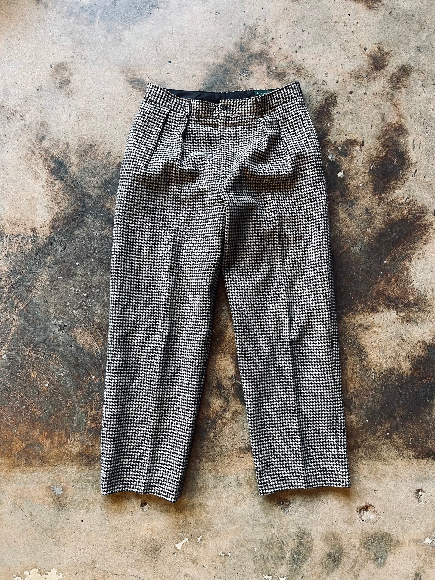 Vintage J. Crew Houndstooth Pleated Trouser | 32R