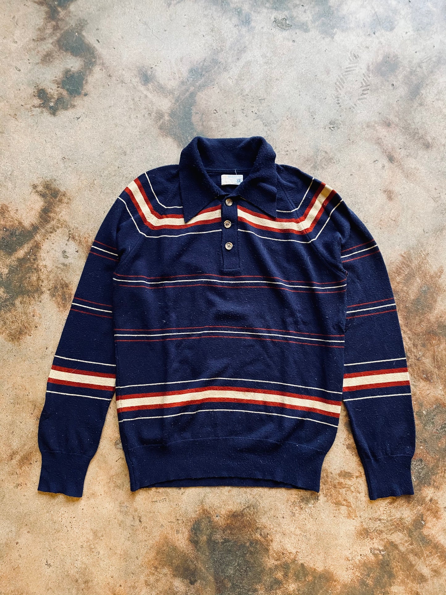 1970s JCPenny Polo Knit Sweater | X-Large