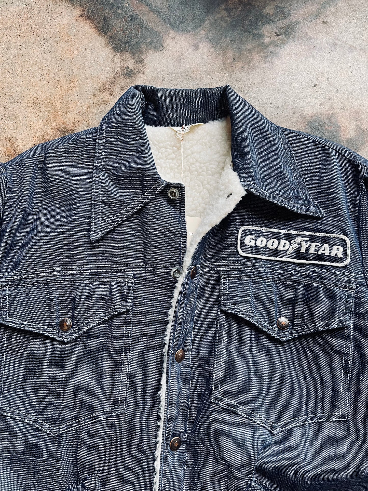 Vintage Goodyear Racing Apparel Denim Jacket | Large