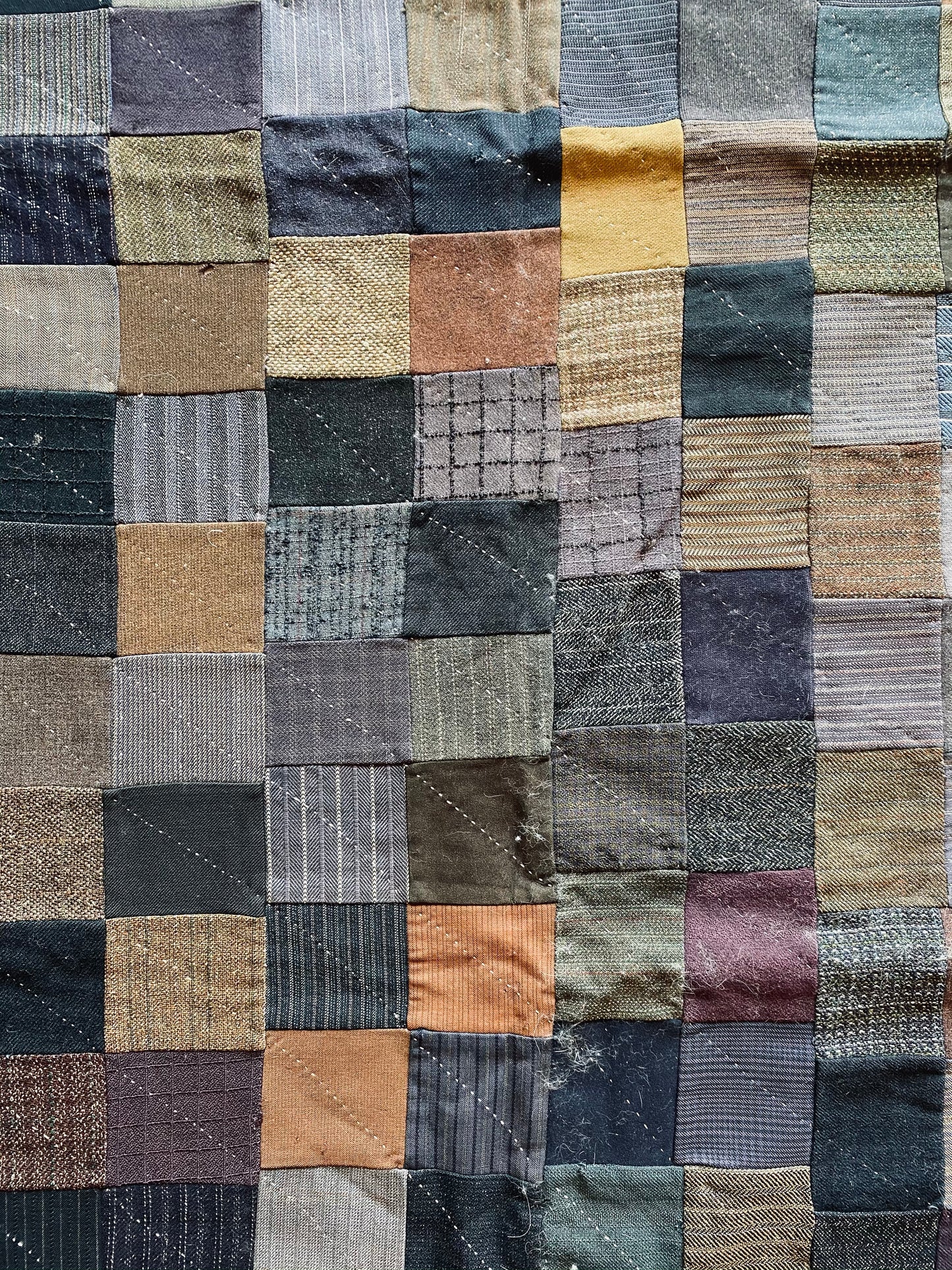 1920s-30s Wool Scraps Quilted Blanket