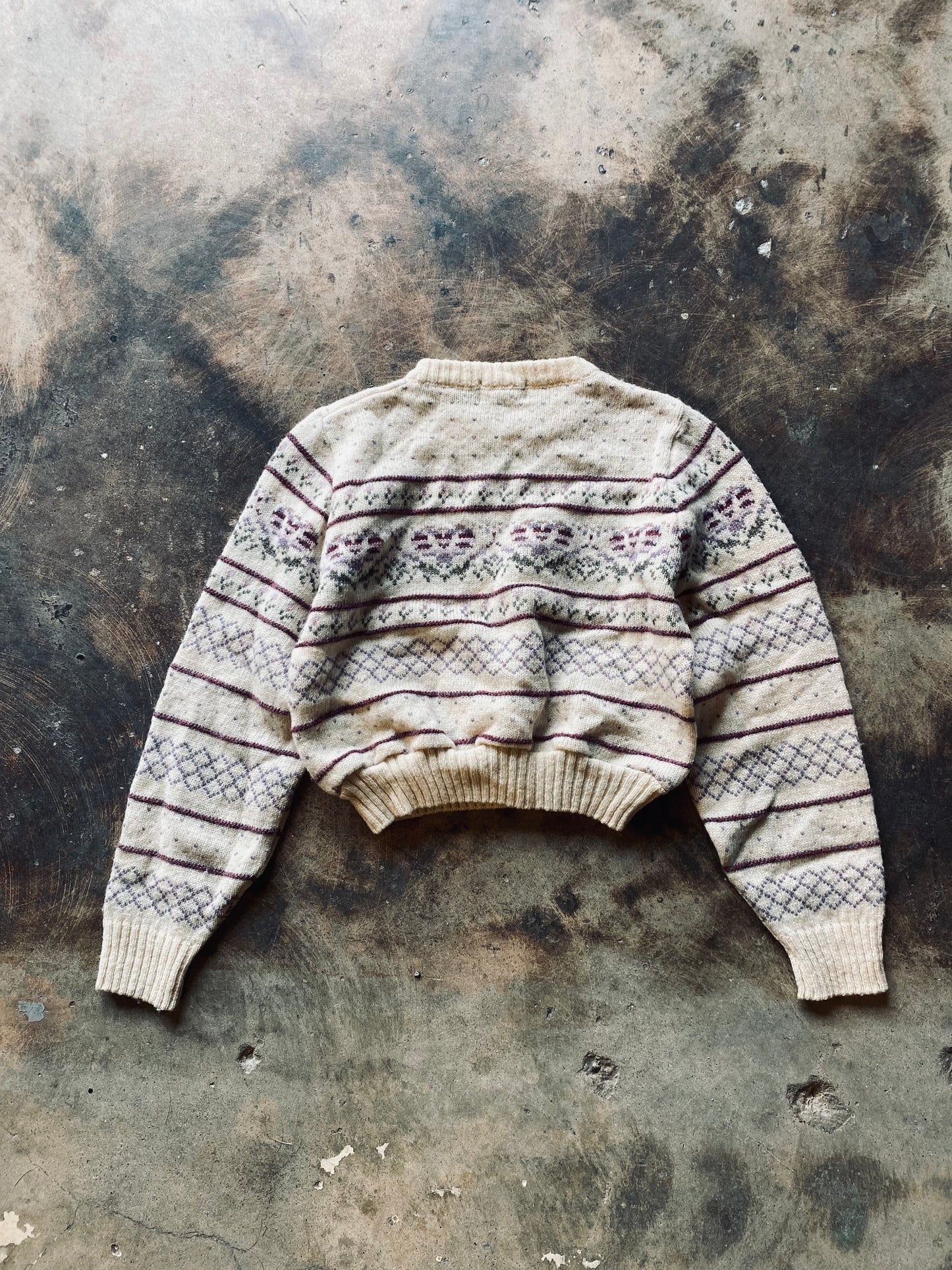 Vintage Lands End Floral Cropped Sweater | Small