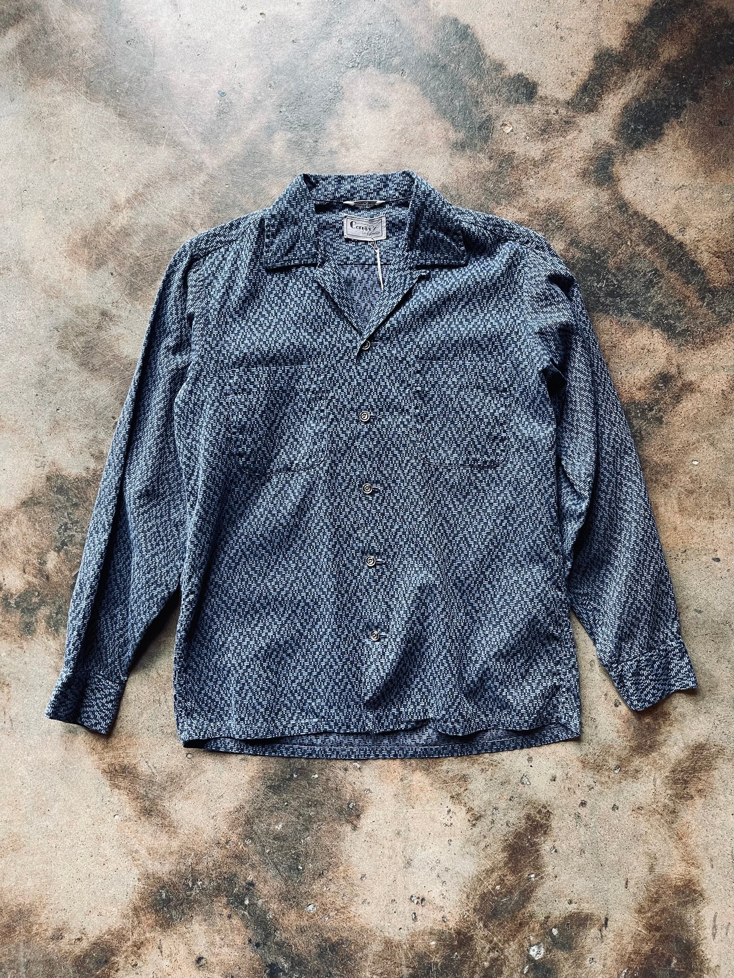 1950’s Coffee’s Static Pattern Camp Shirt | Medium