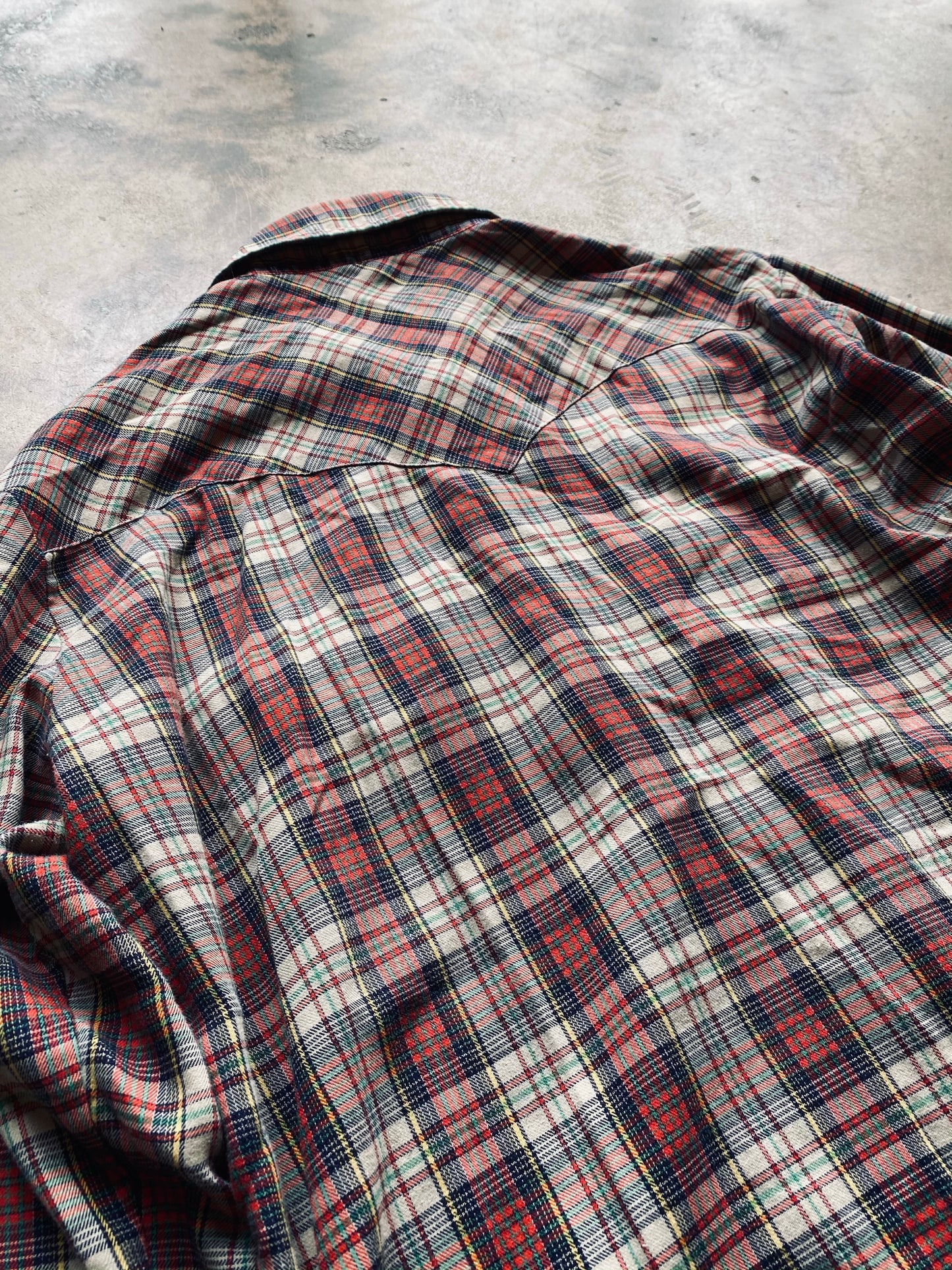 1980’s Hoofs Plaid Western Pearl Snap | Large