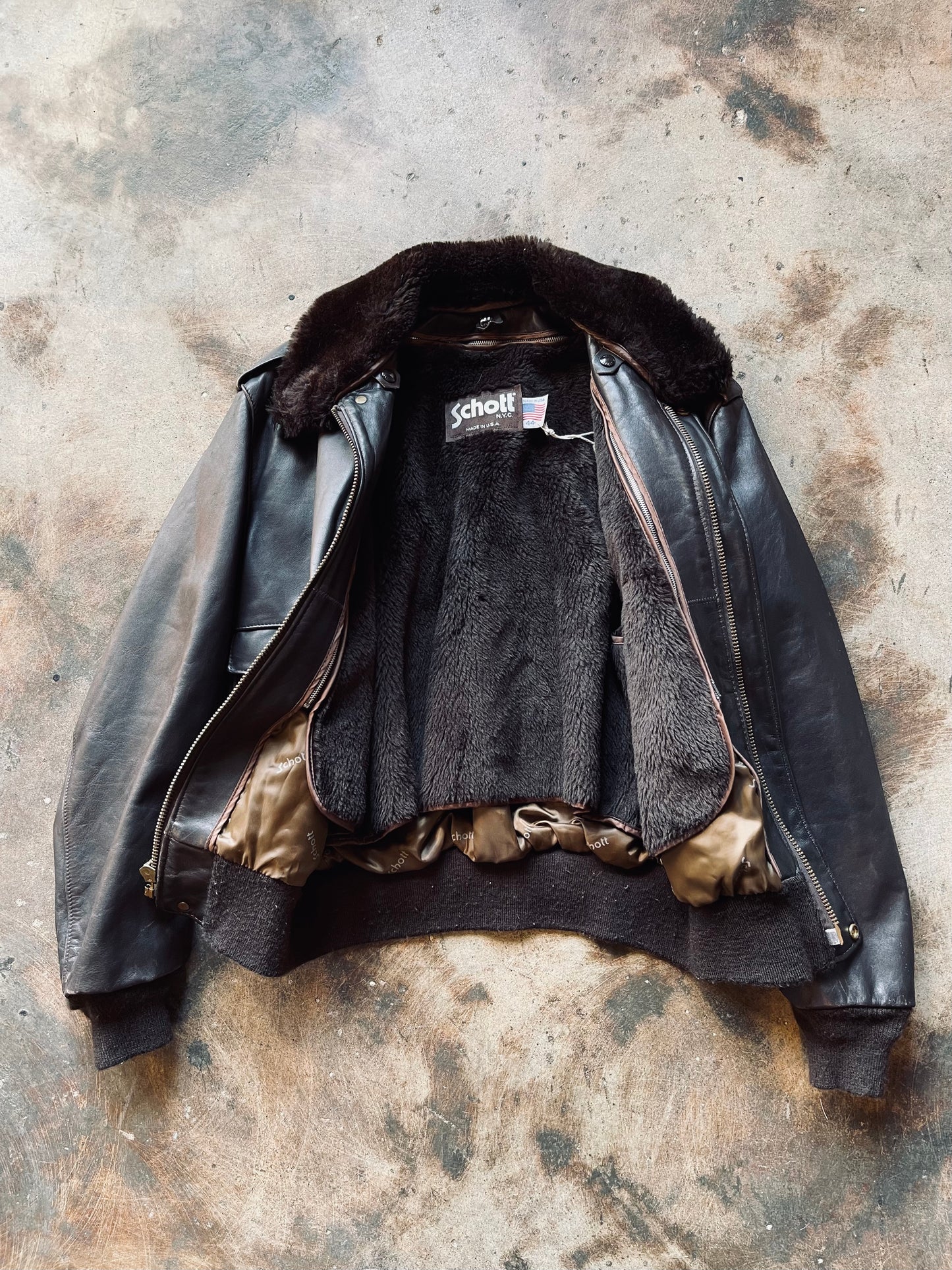 Vintage Schott NYC A-2 Naked Cowhide Flight Jacket | 44