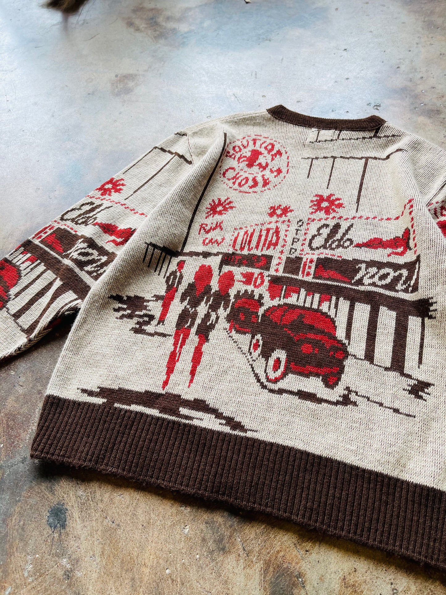 Vintage Custom Detailed Picture Knit Sweater