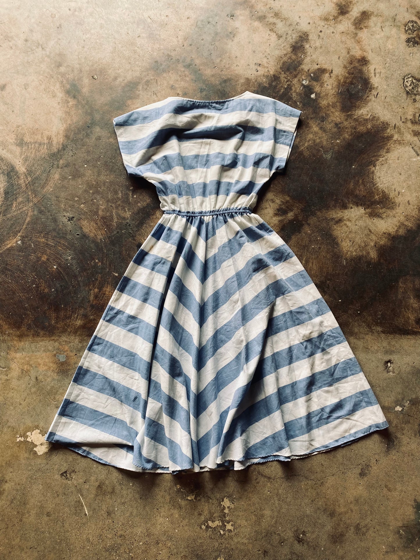 1980s Fit Flare Striped Dress