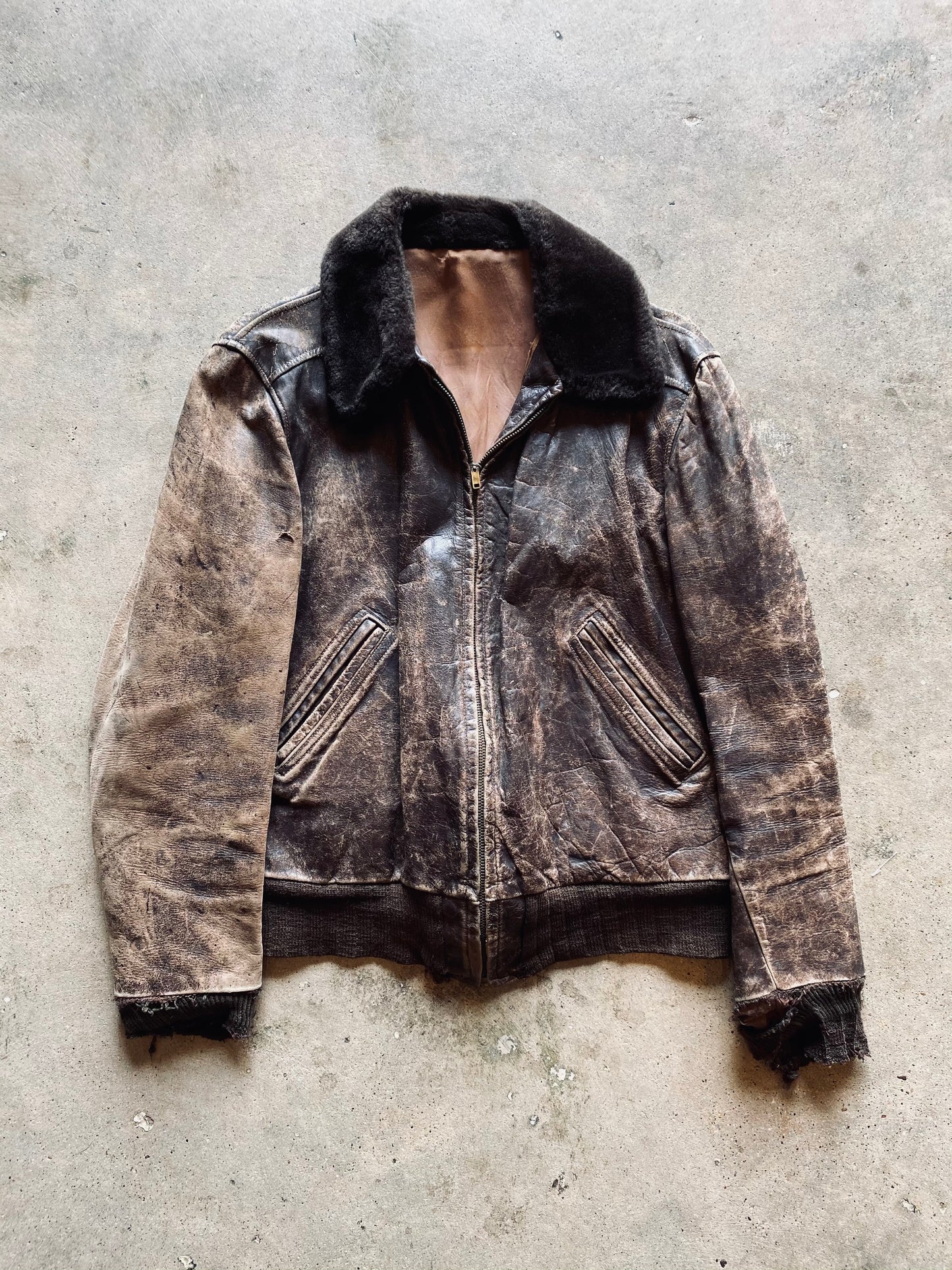 Korean War Era Leather Fighter Pilot Jacket | Small