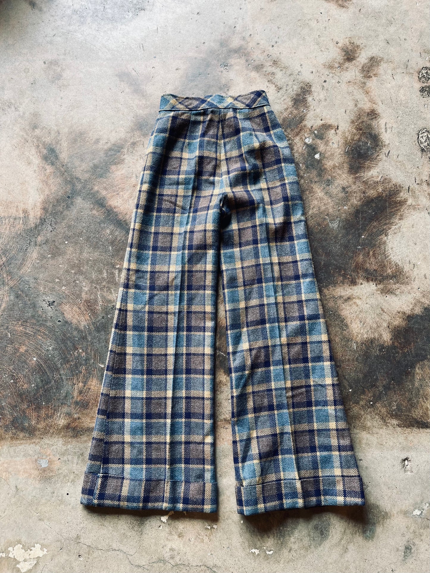1970s Bobbie Brooks Plaid Wide Leg Trouser