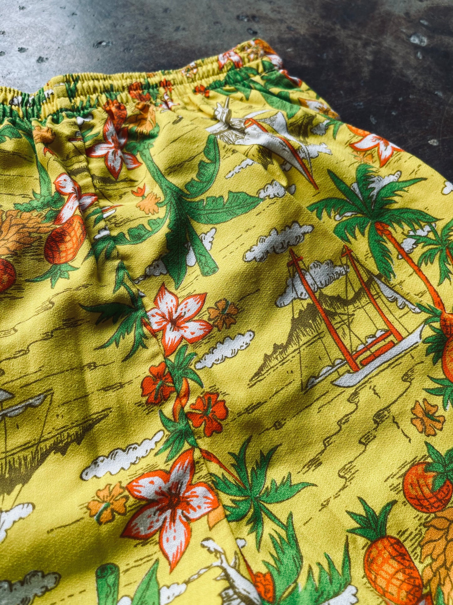 1960s Rob Roy Hawaiian Print Swim Trunks | Small
