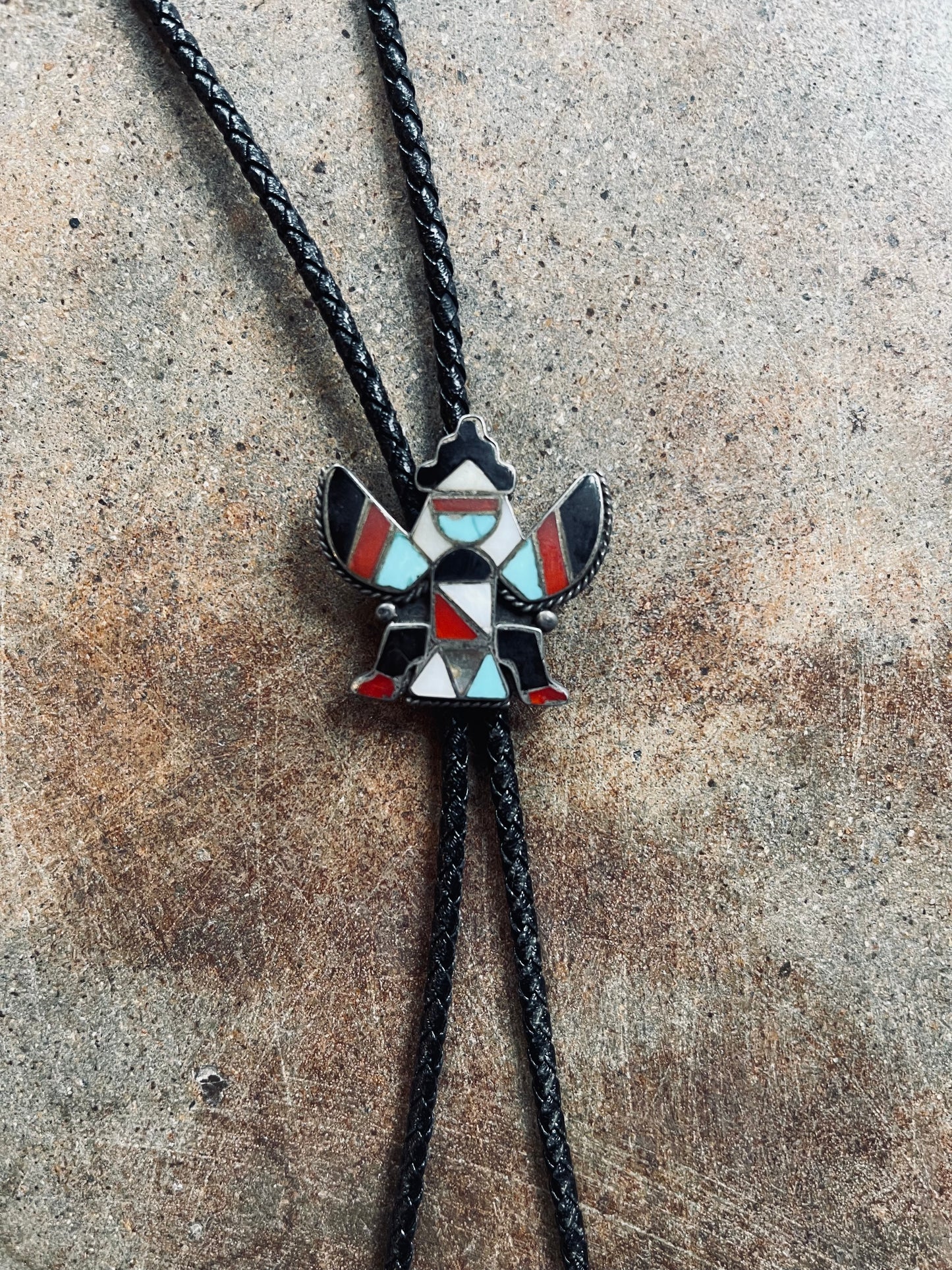 Vintage Zuni Inlay Bolo Slide