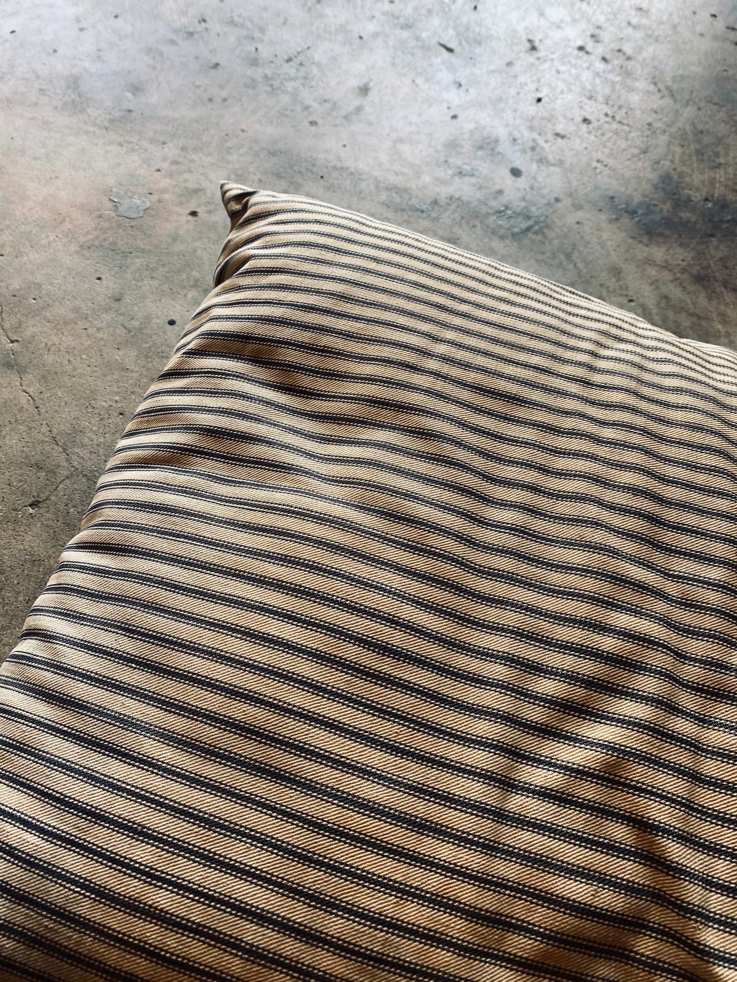 1930s Mattress Ticking Fabric Down Pillow