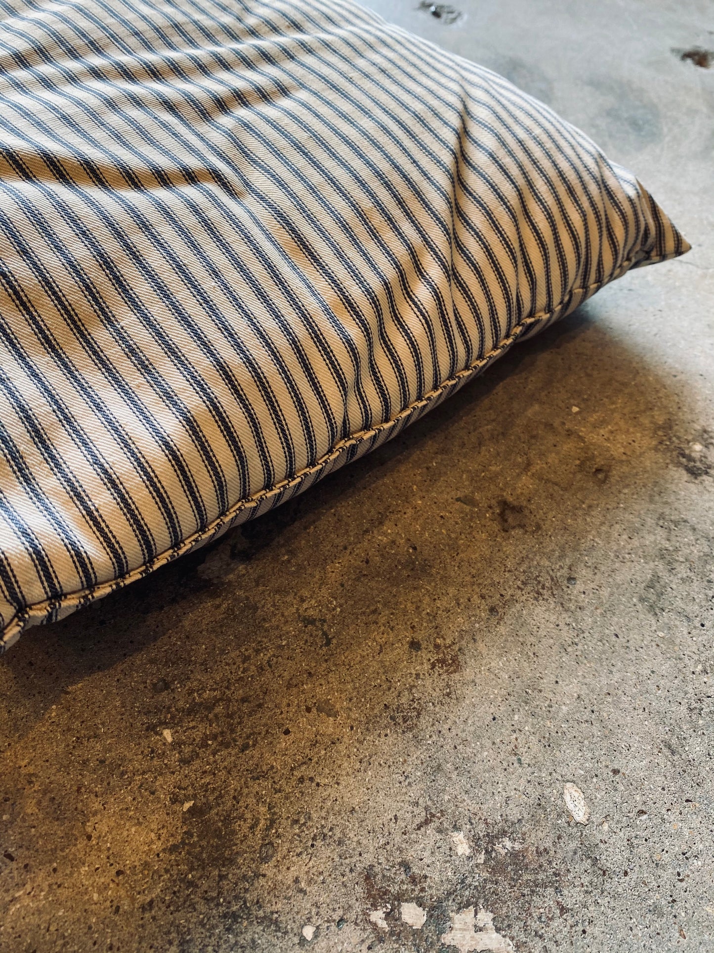 1930s Mattress Ticking Fabric Down Pillow