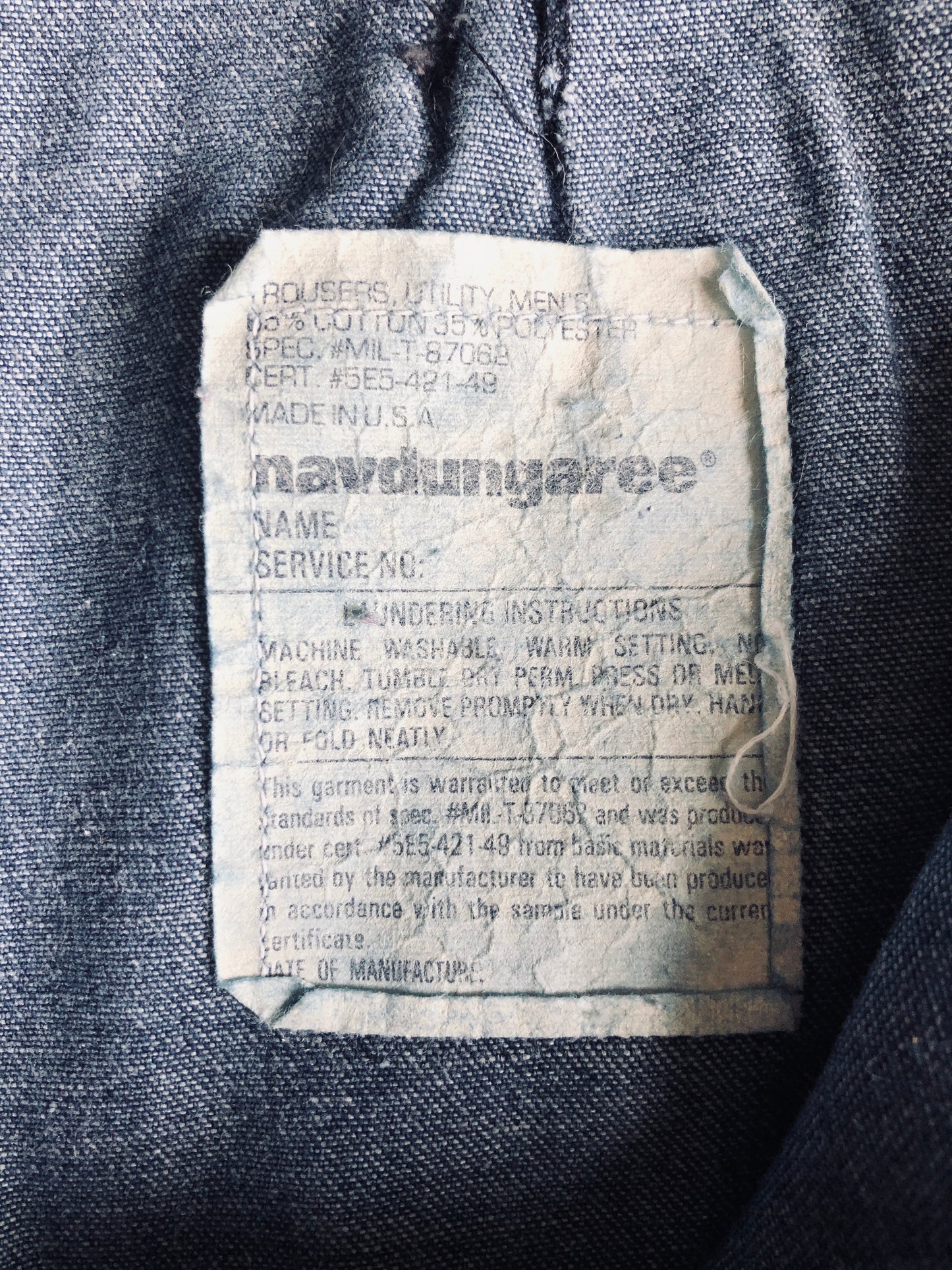 1980's US Naval Denim Trousers | 29L