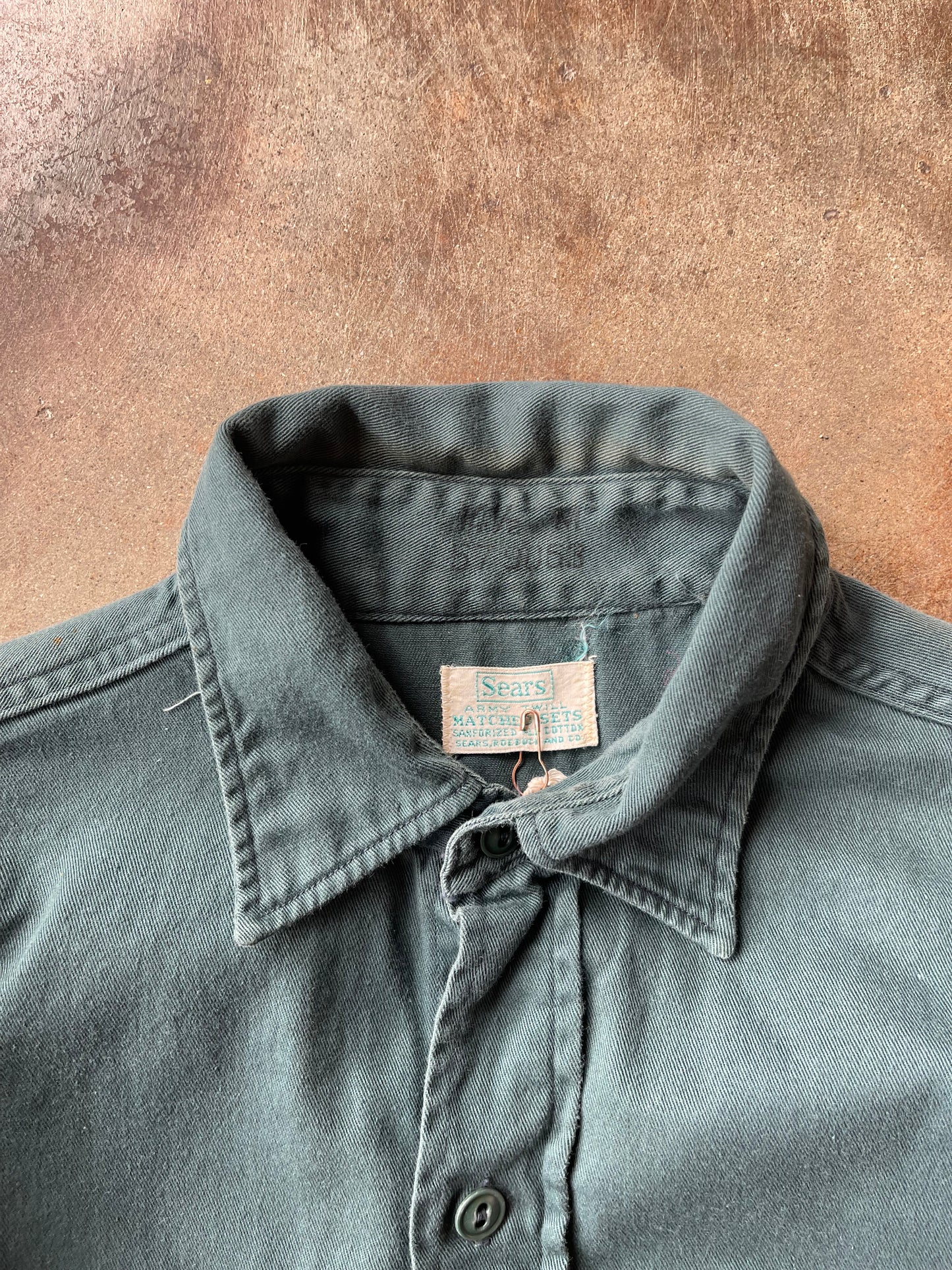 1950’s Sears Army Twill Work Shirt | Small