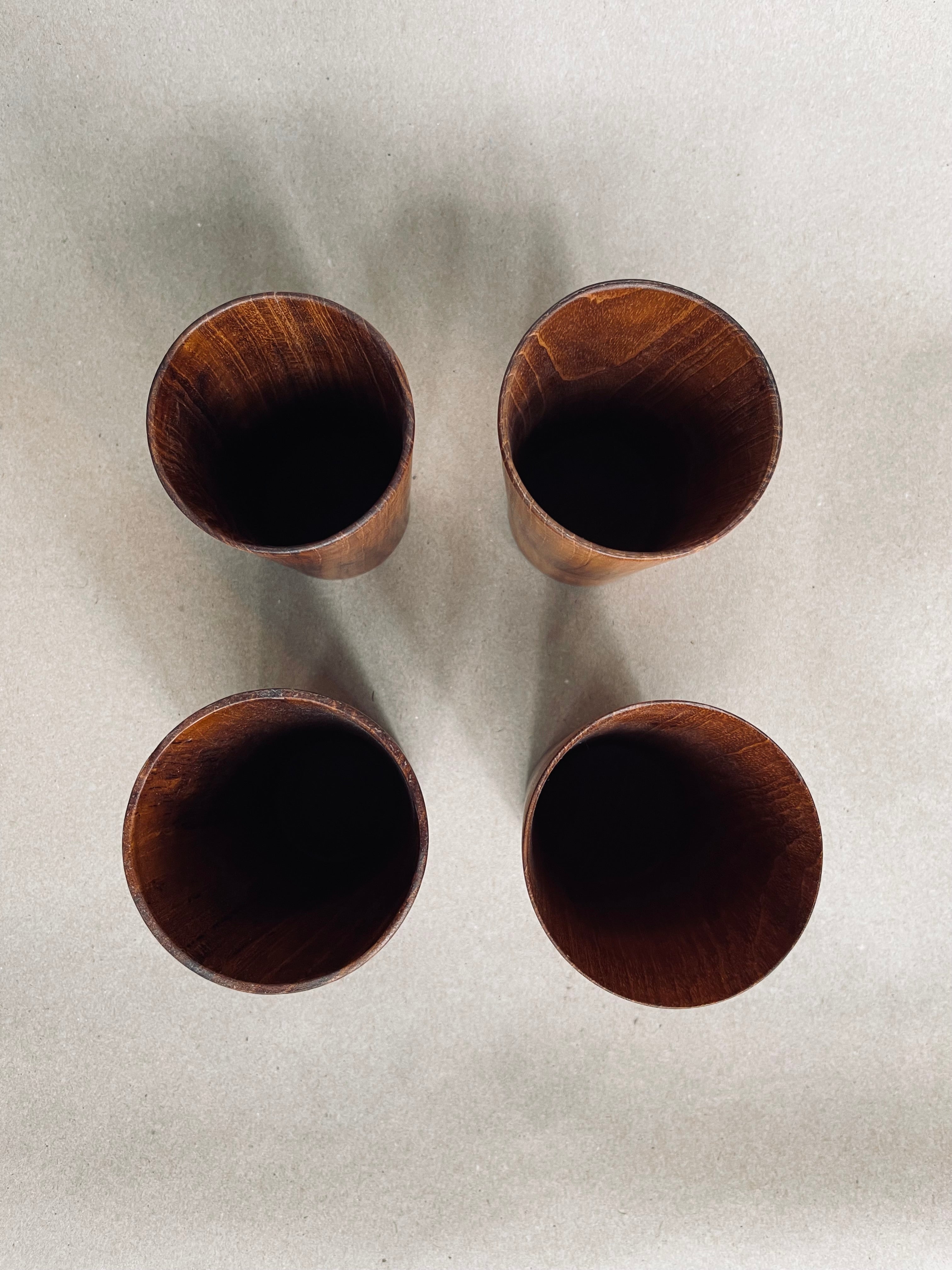 MCM Walnut Cups | Set of 4
