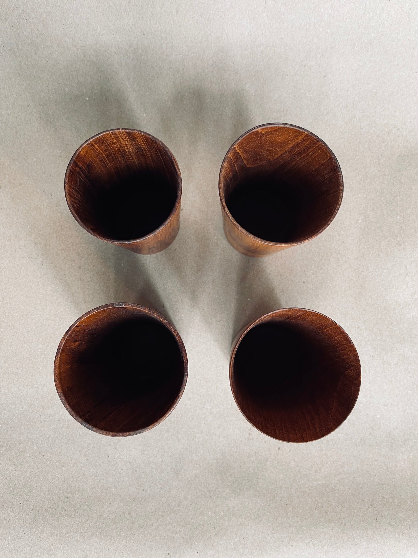 MCM Walnut Cups | Set of 4